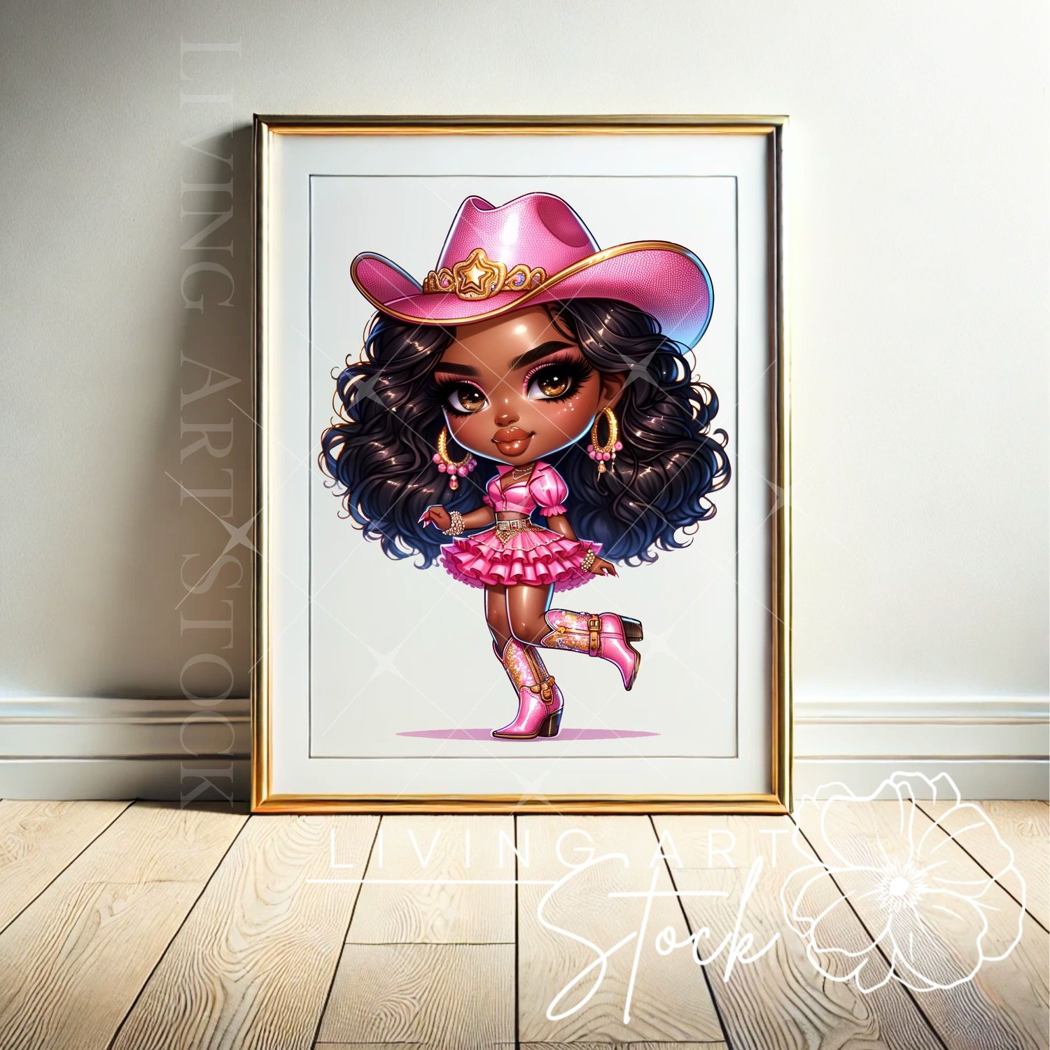 Pink cowgirl wall art design