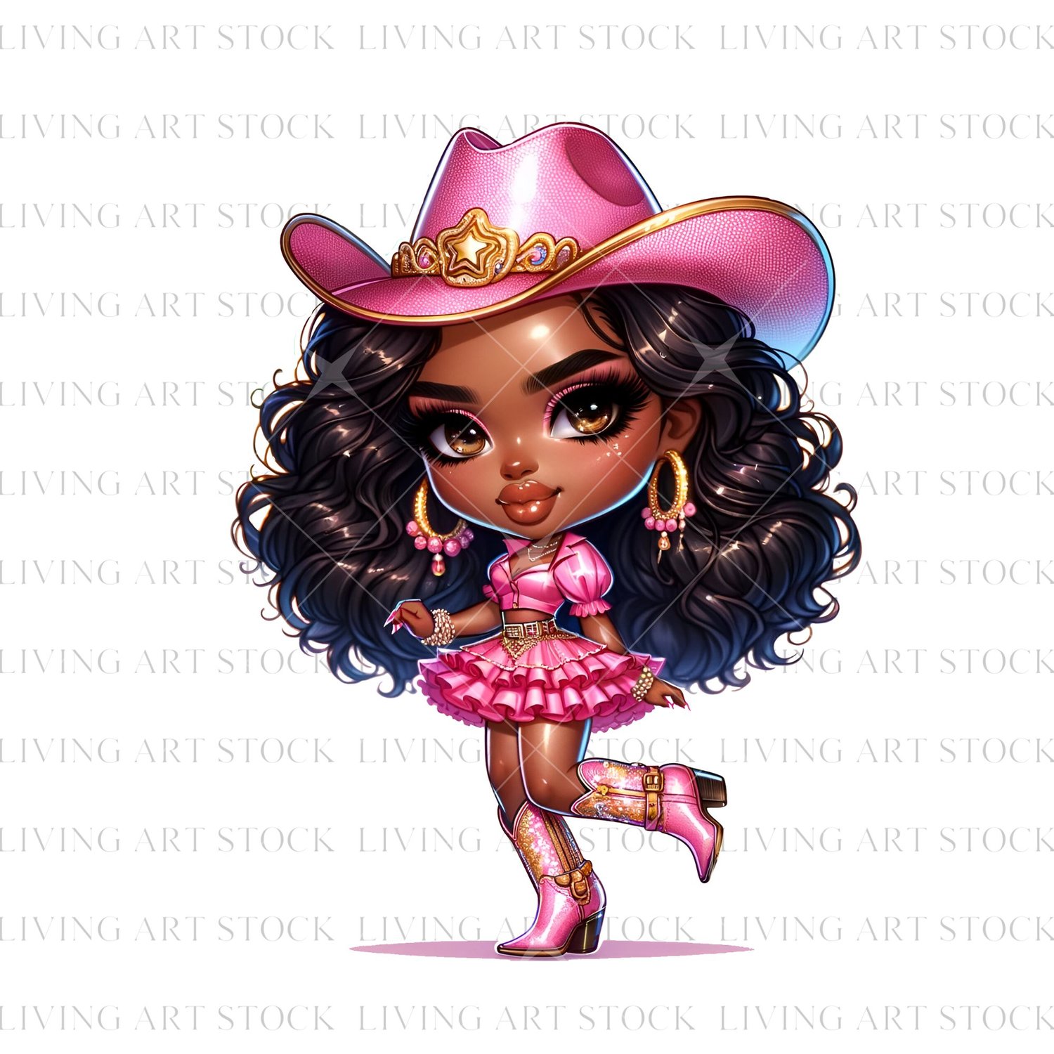 Pink cowgirl transparent PNG design