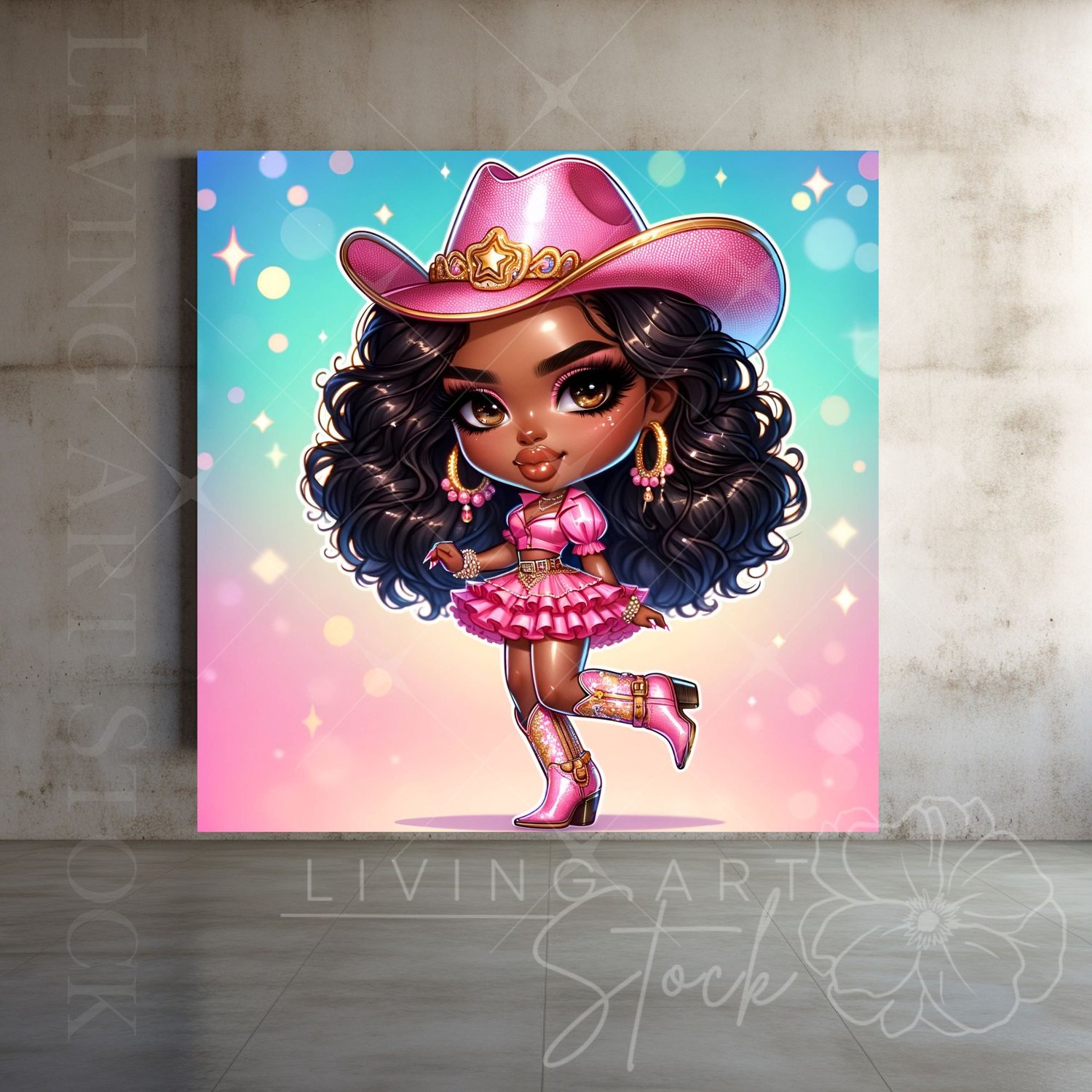 Pink cowgirl wall art design
