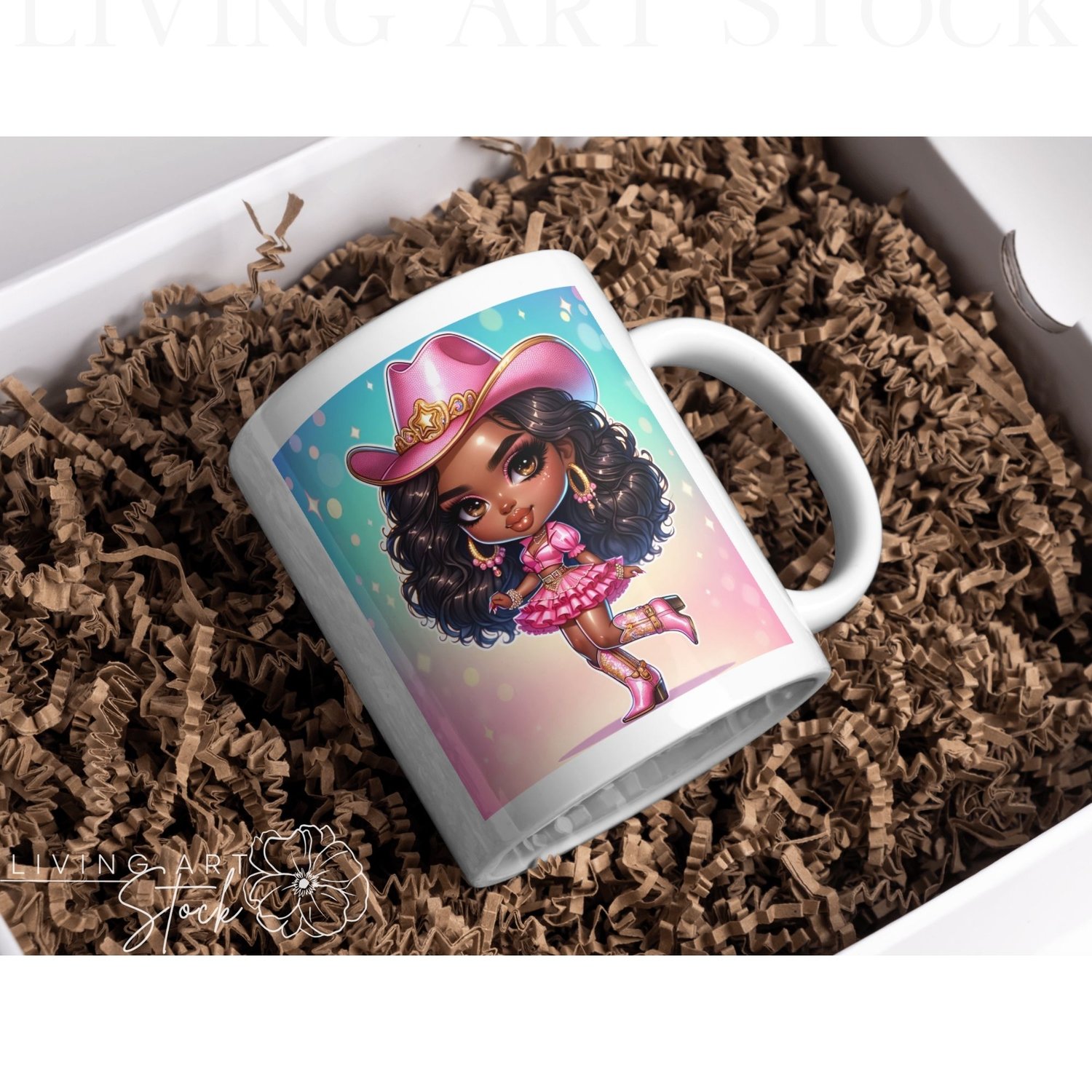 Pink cowgirl mug design