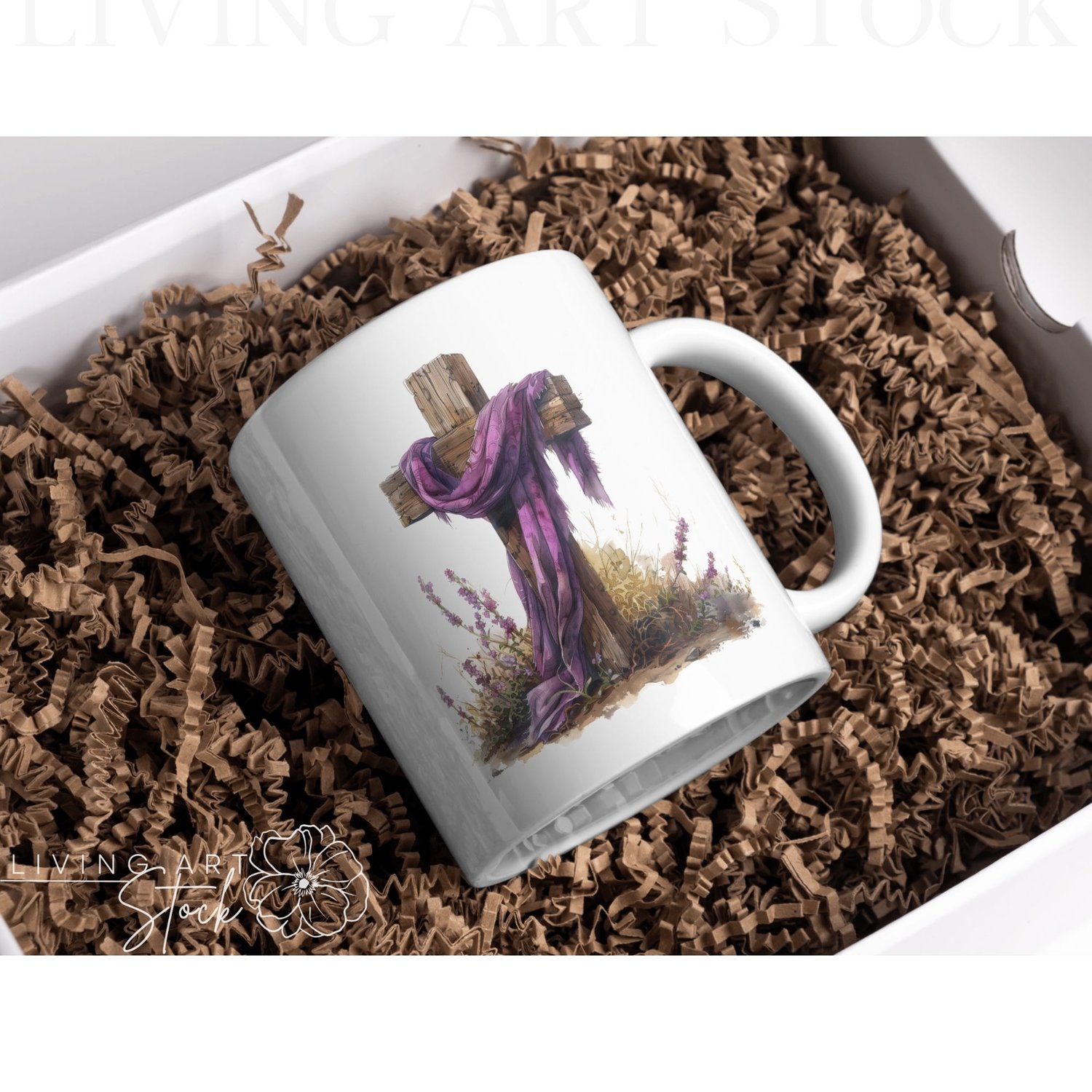 Watercolor Christian Cross Mug Design