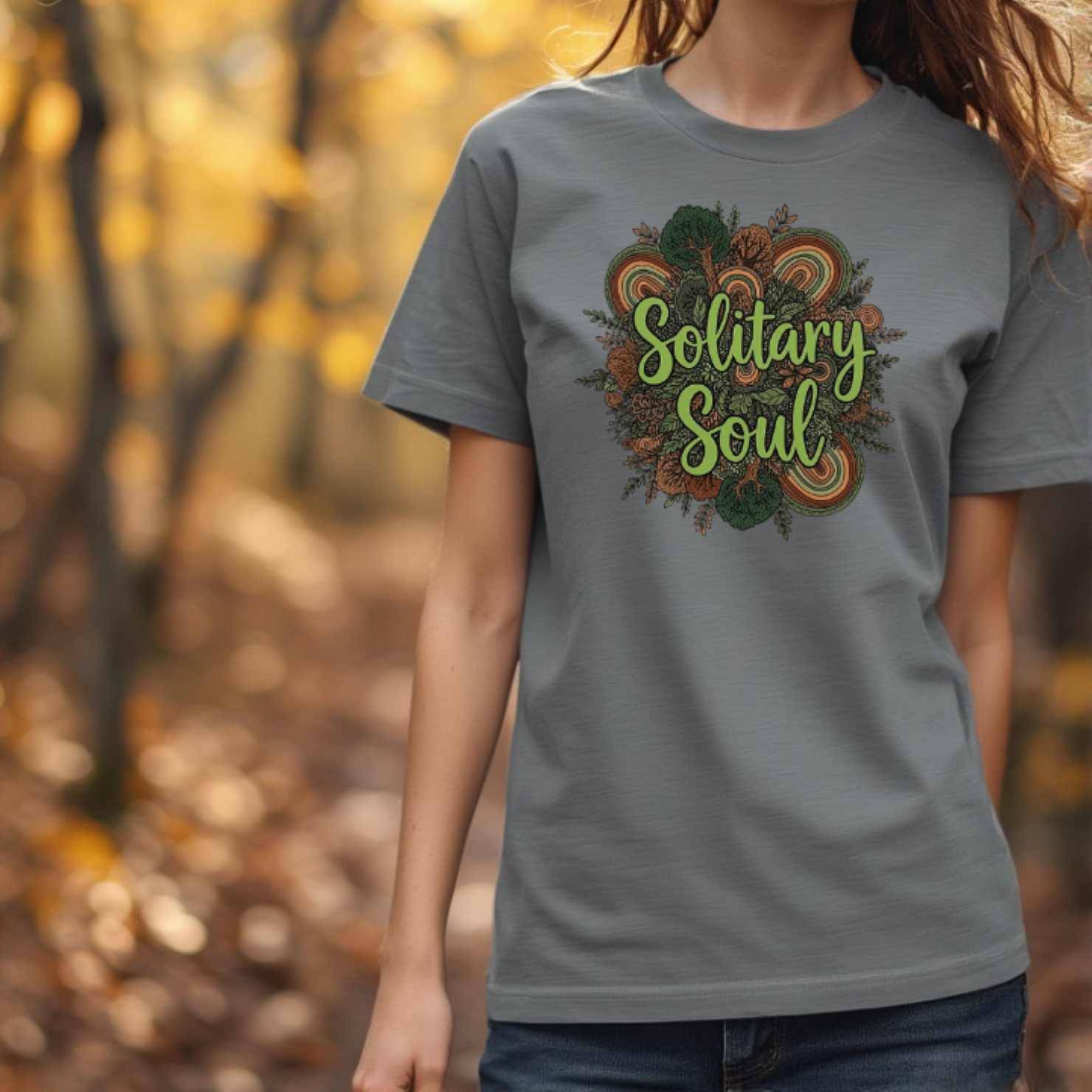 Printable solitary soul  forest and rainbow SVG PNG | nature t-shirt design |  Forest nature rainbow distressed texture graphic