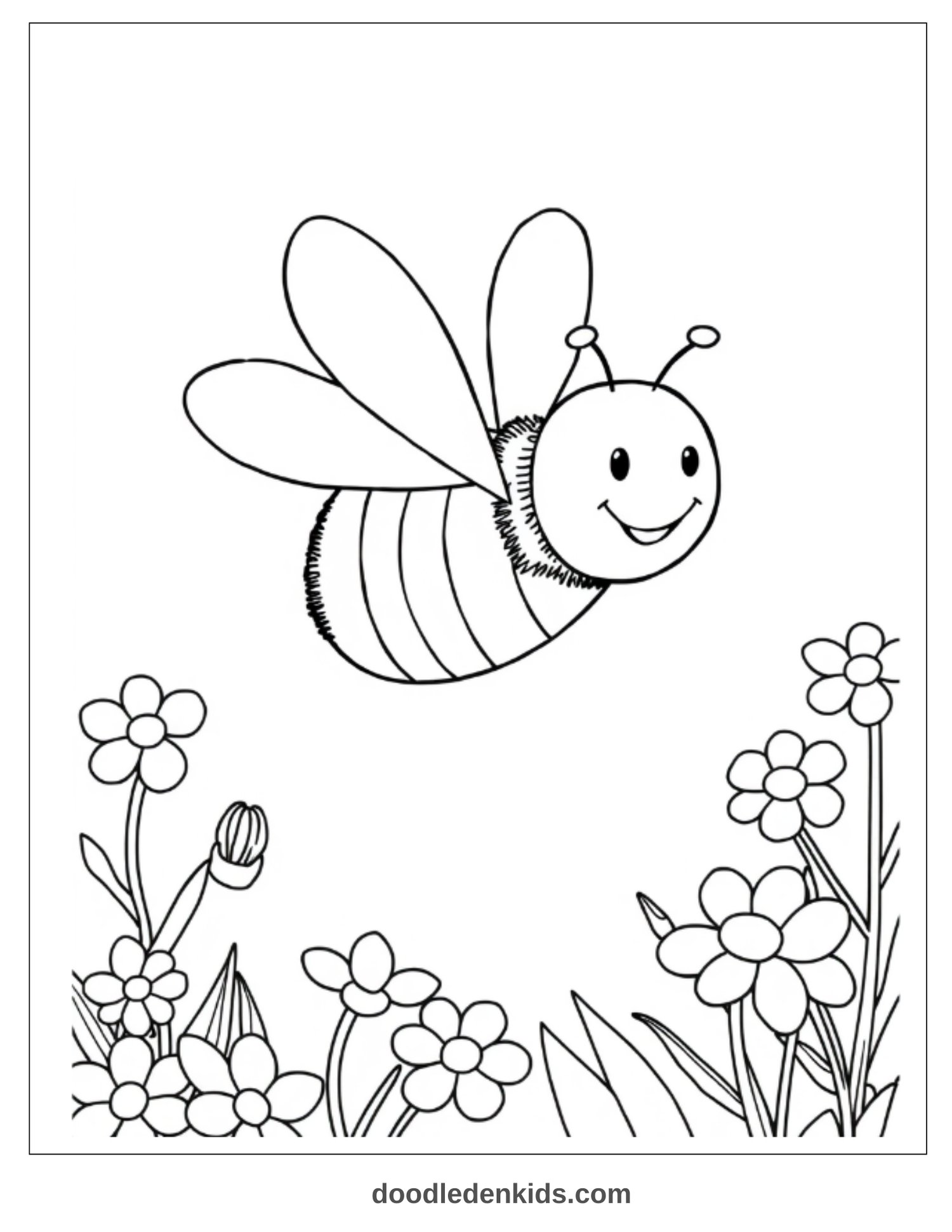 Animal - Insect - LISTING - BUMBLEBEE - Smiling Bumblebee Coloring Page