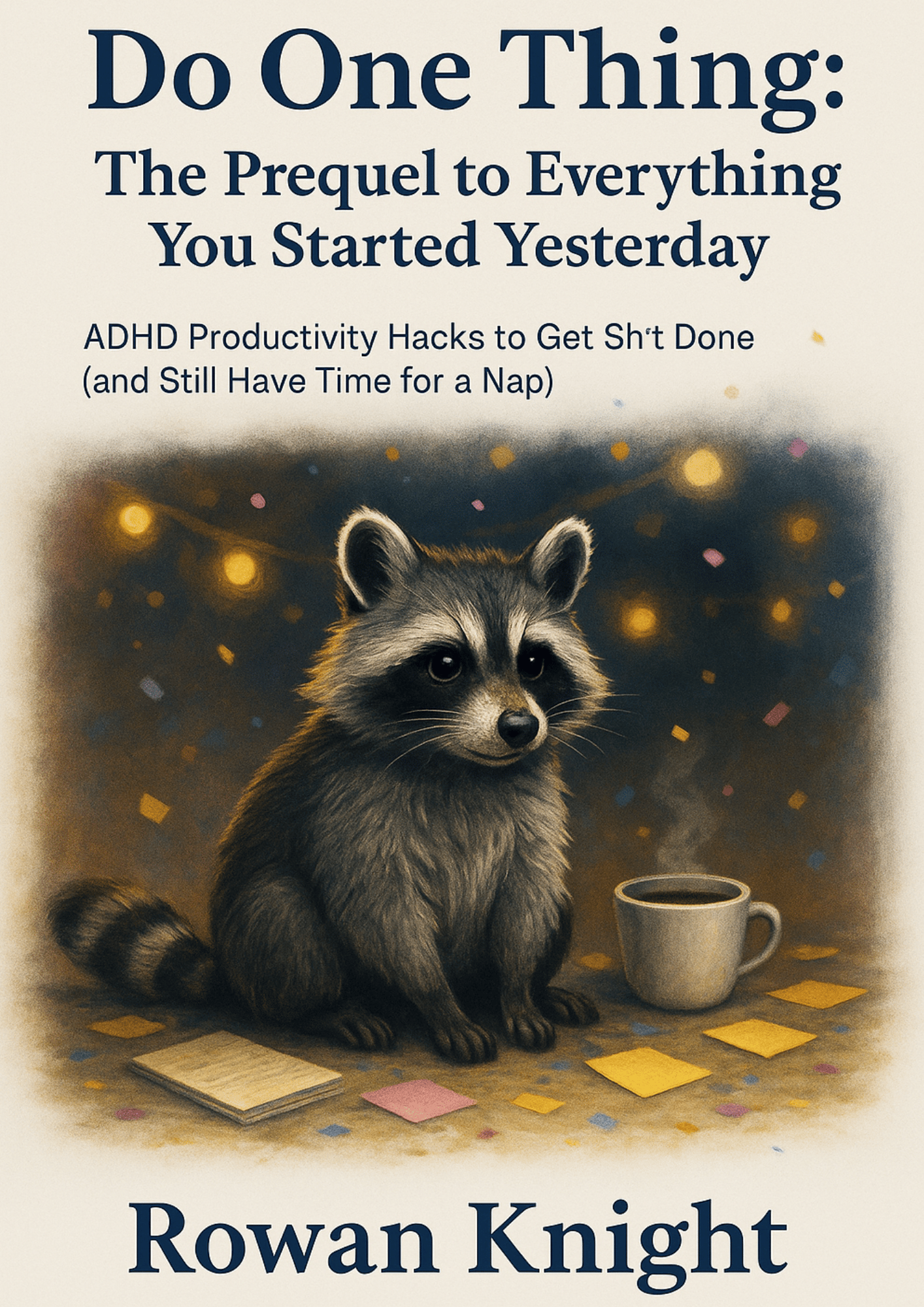Struggle to focus? Rowan Knight’s ADHD-friendly guide turns chaos into clarity with laugh-out-loud honesty, real-world hacks, and permission to finally do one thing — and still have time for a nap.