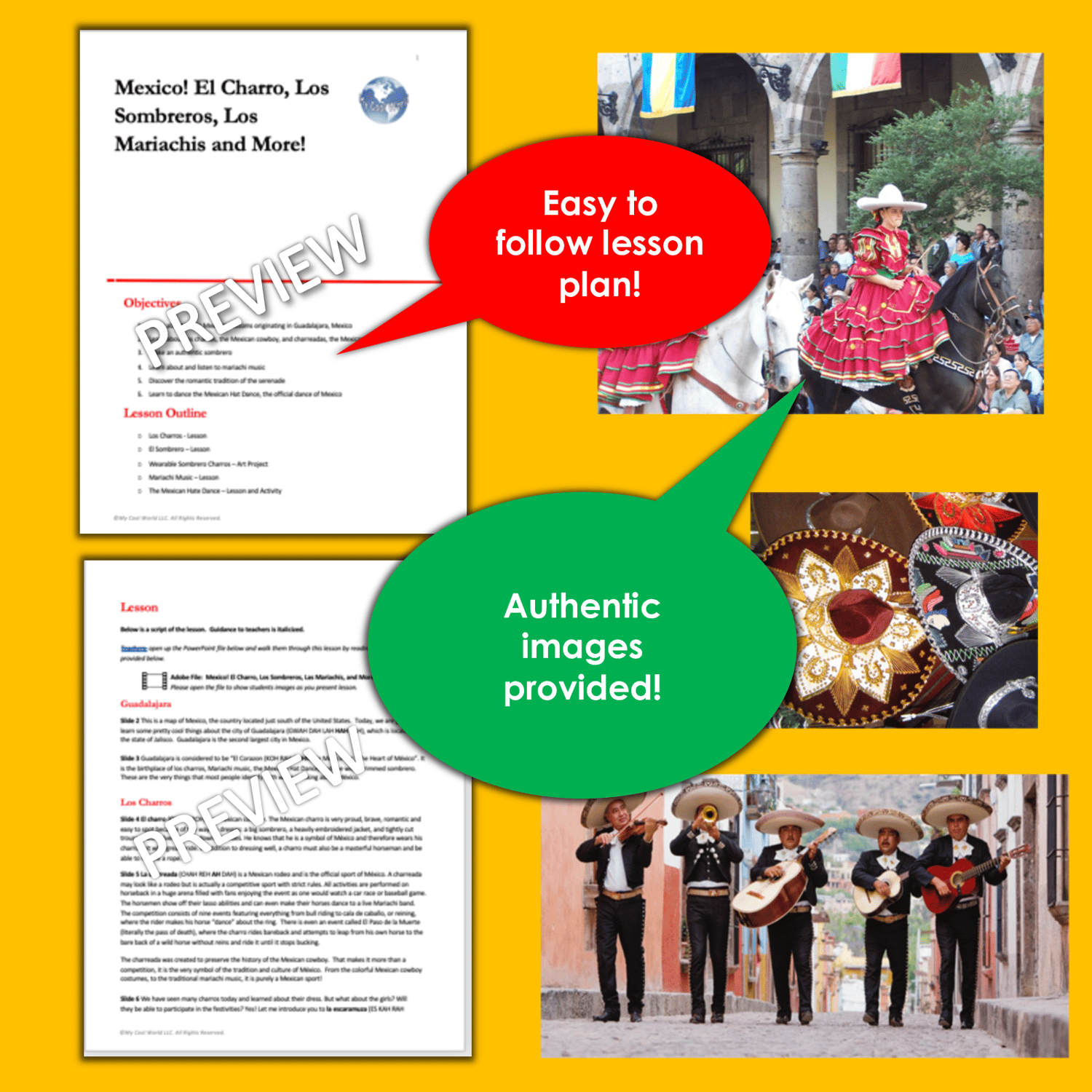 Mexican Culture - Clothing, Mariachi Music, Sombrero Craft, & Dance Activity