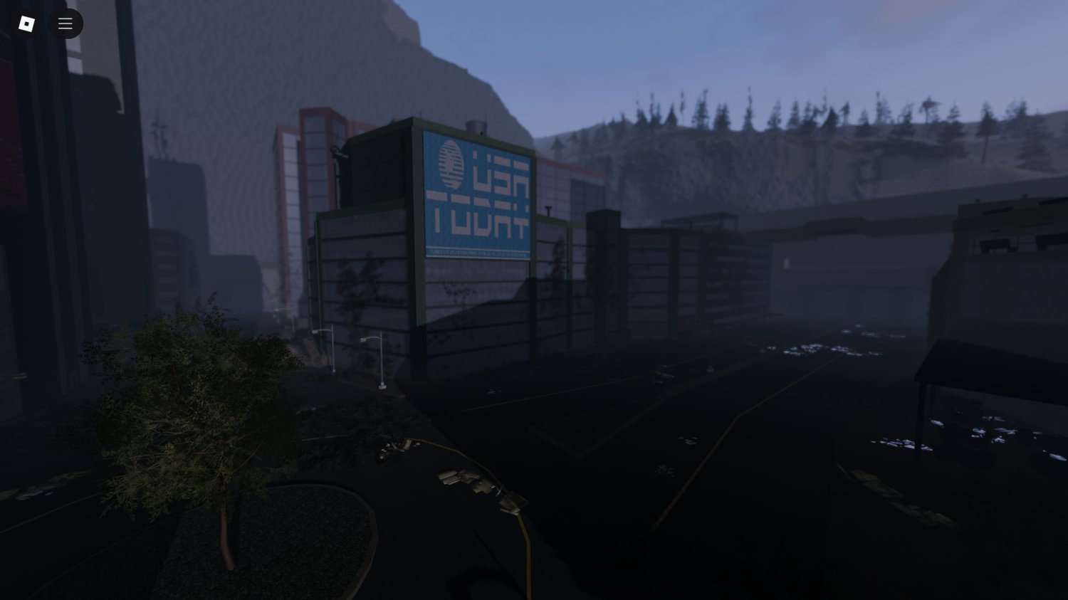 Decayed buildings in Roblox post-apocalyptic map
