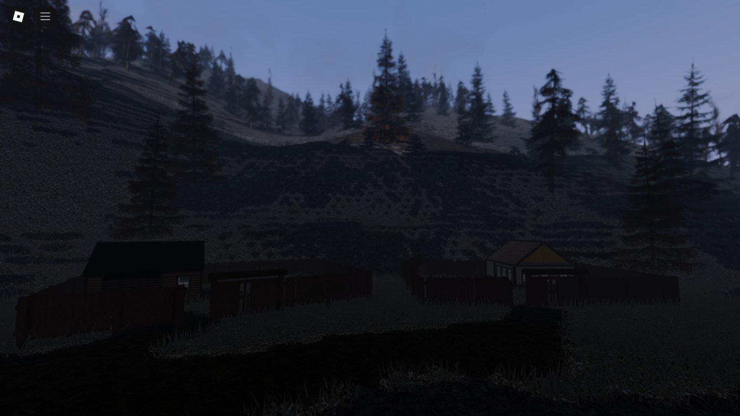 Dark, realistic forest Roblox exploration map