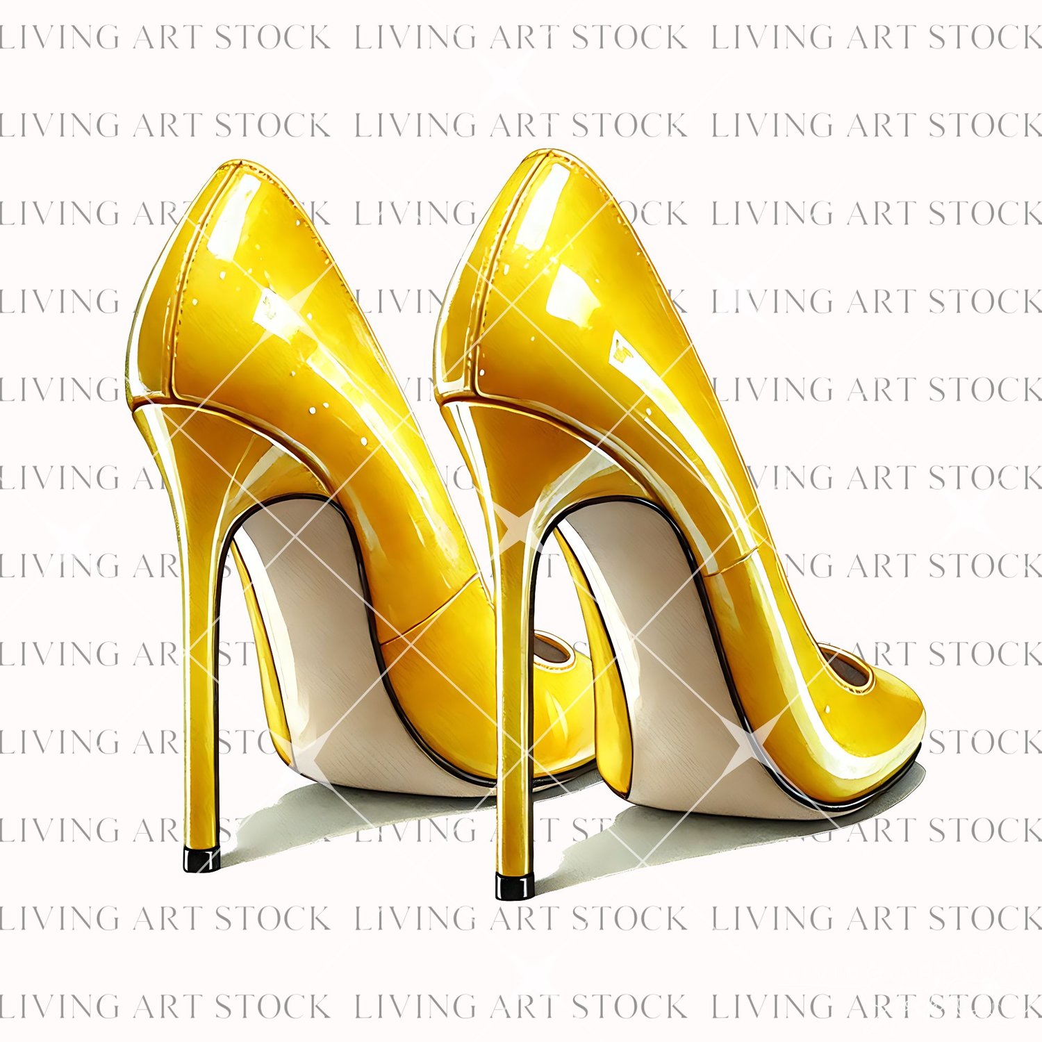 Canary Yellow Stiletto Heels Illustrations with Transparent Background