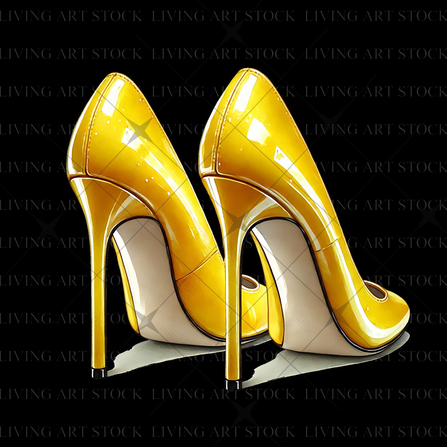 Canary Yellow Stiletto Heels Illustrations with Transparent Background