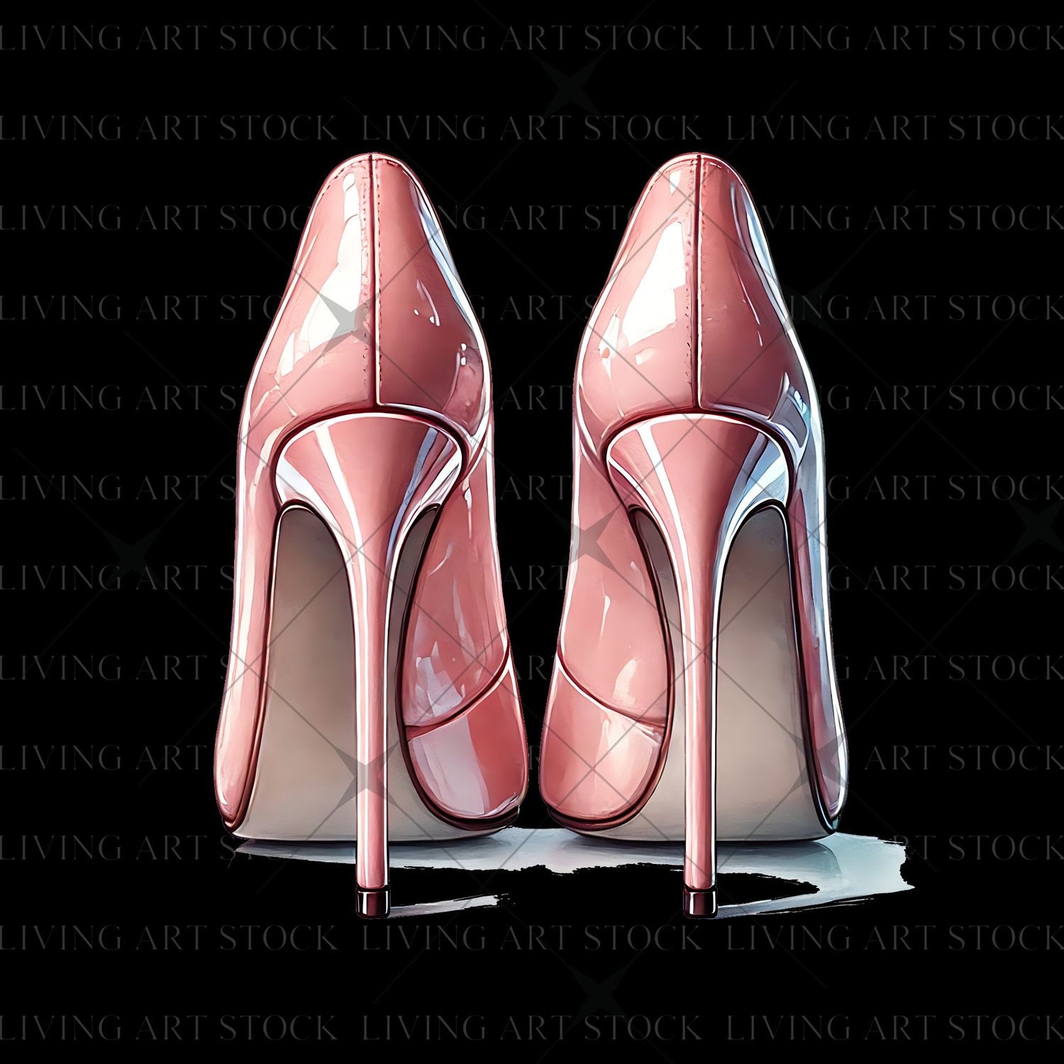 Back view of cotton candy pink stiletto heels vector image with transparent background