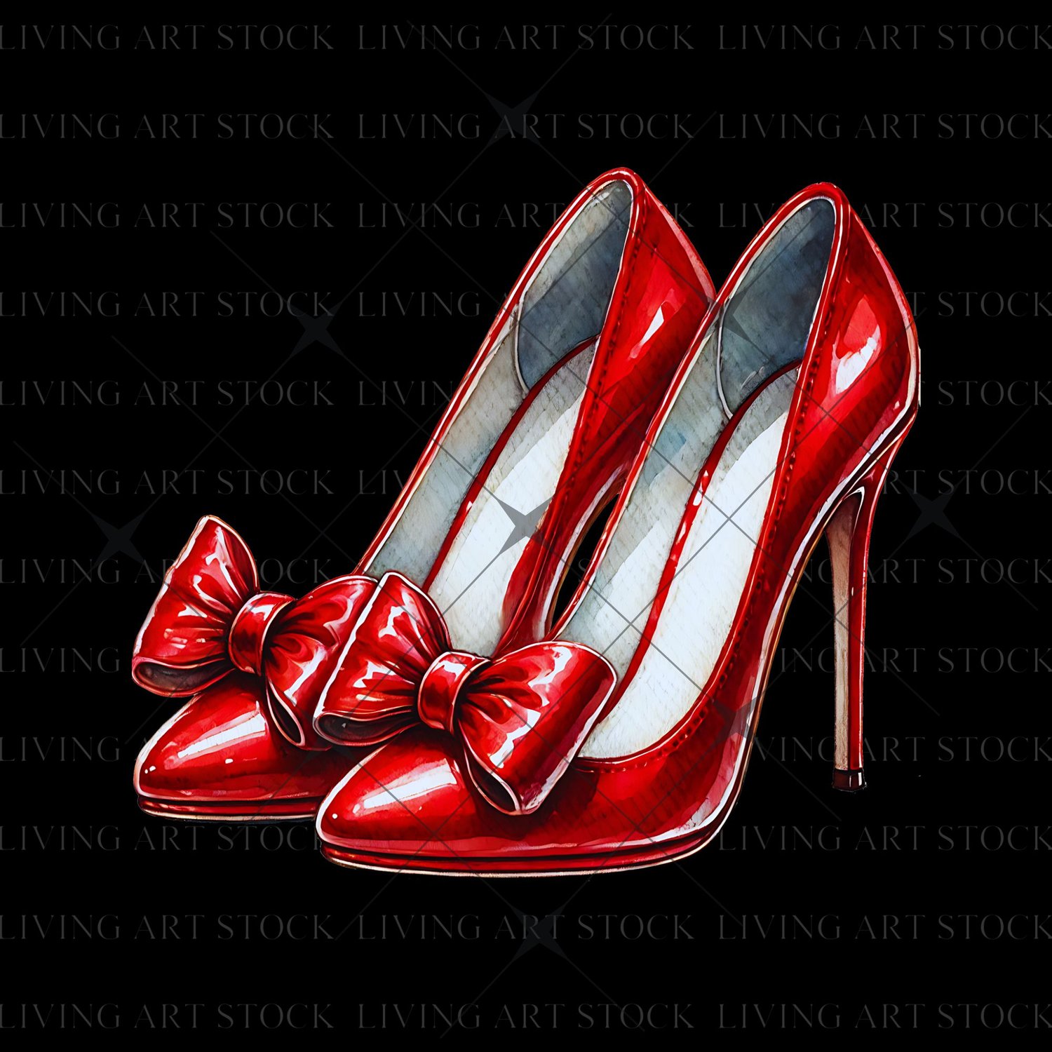 Ruby slippers vintage heels vector clipart with transparent background