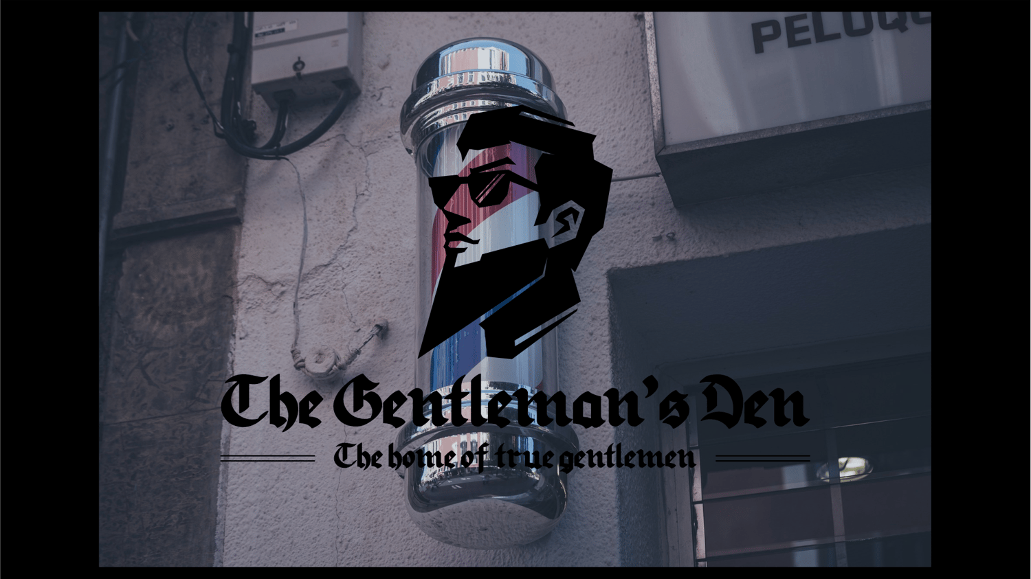 The Gentleman’s Den logo mockup featuring Blood Oath font in elegant blackletter style
