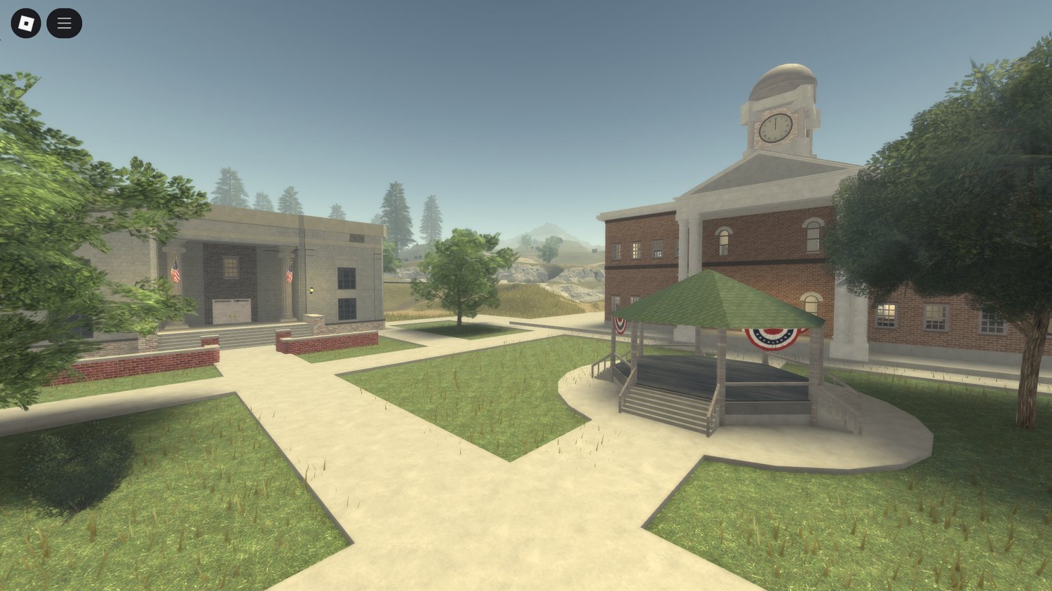 Colonial American style buildings Roblox