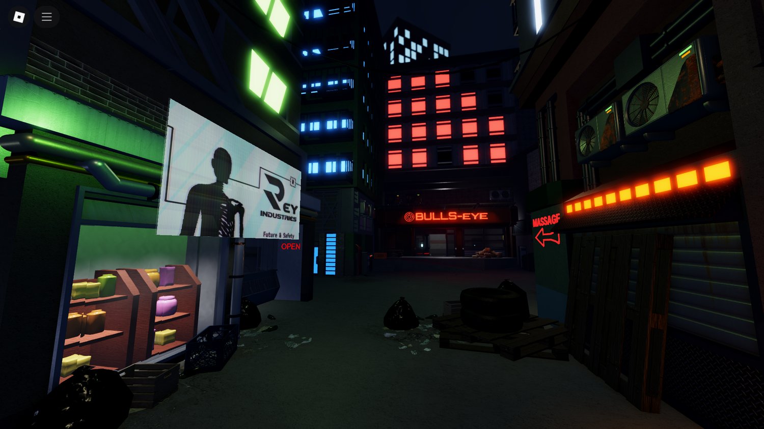 Immersive dystopian city Roblox environment