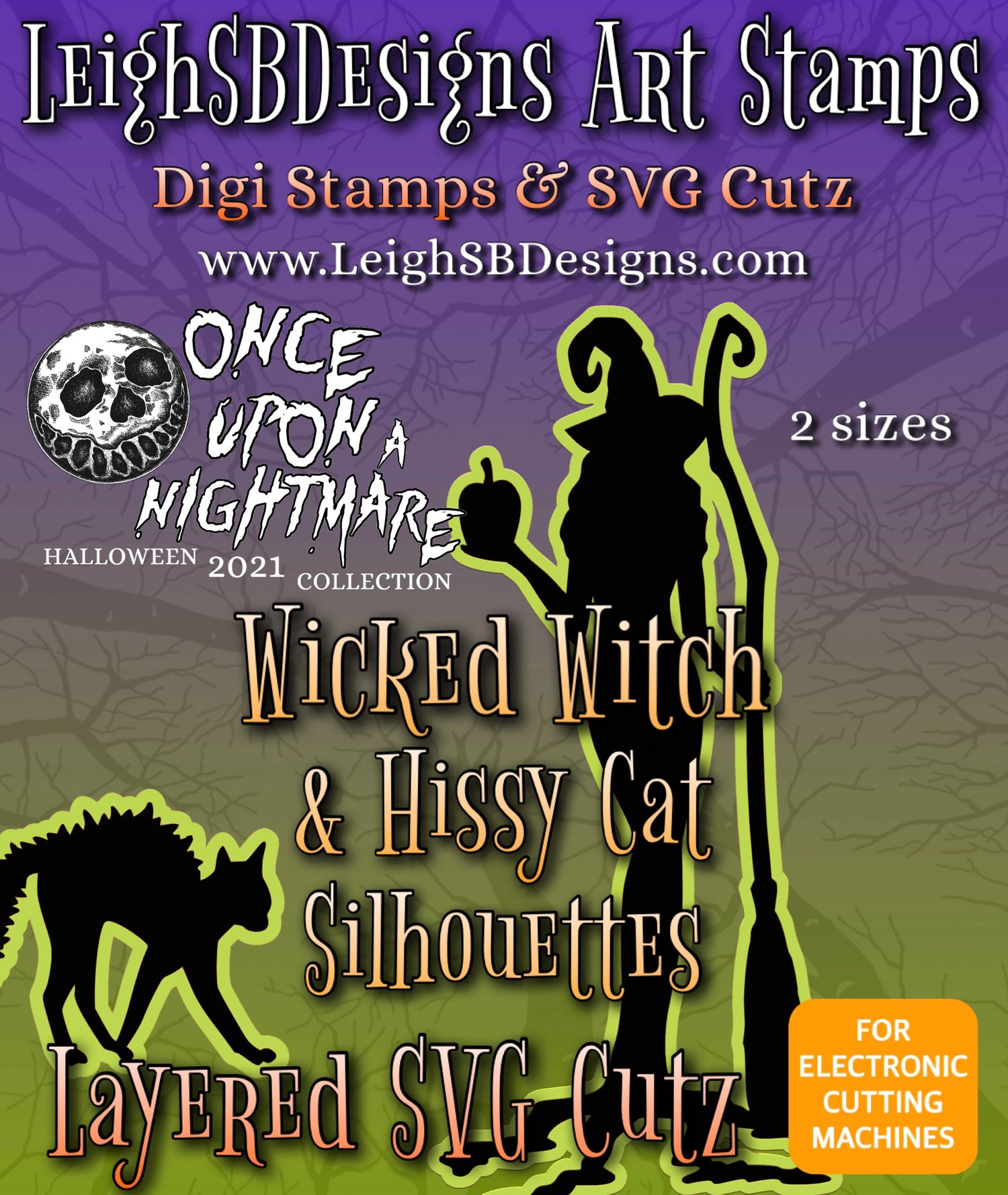 LeighSBDesigns Wicked Witch & Hissy Cat Silhouettes SVG Cutz