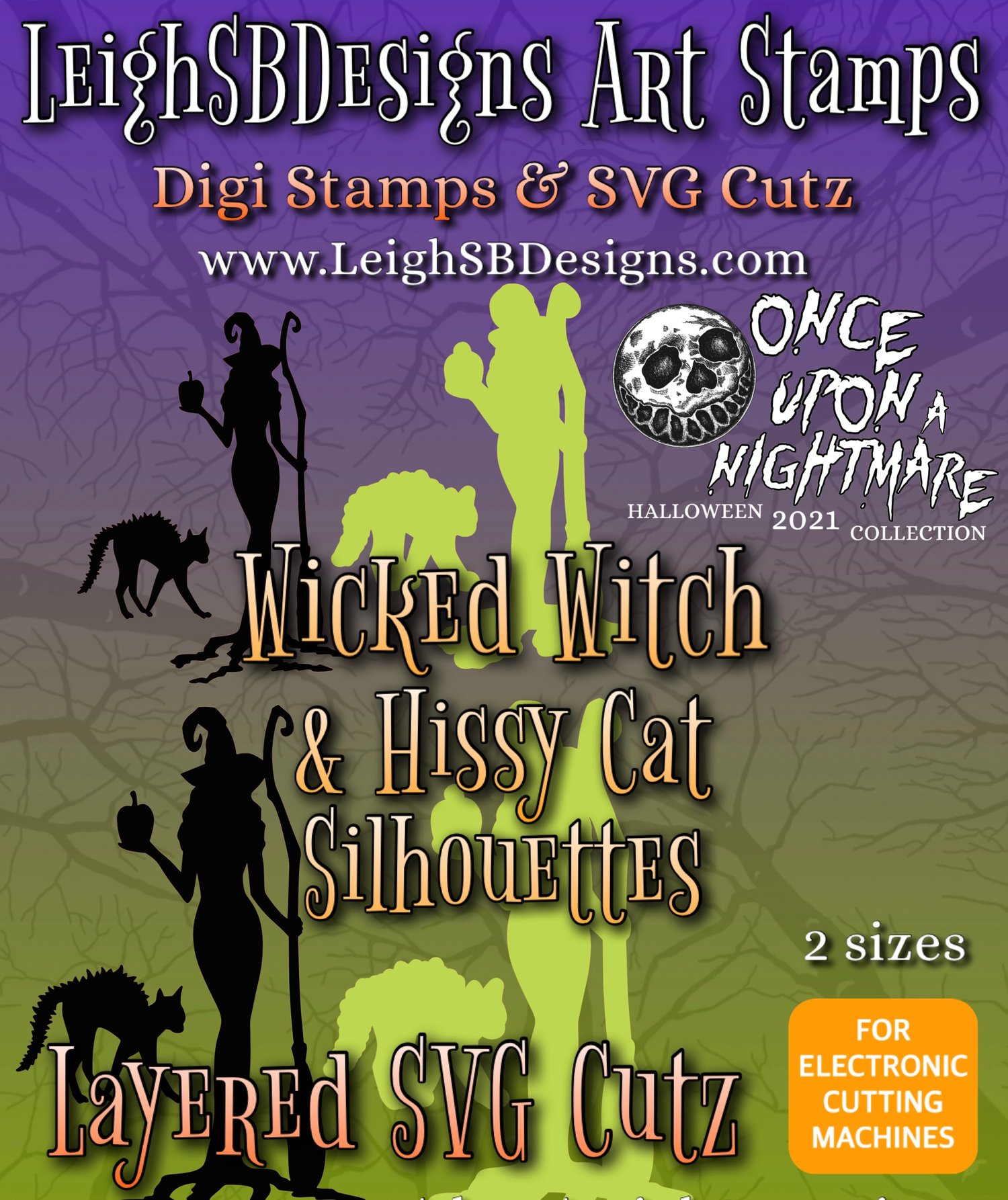 LeighSBDesigns Wicked Witch & Hissy Cat Silhouettes SVG Cutz