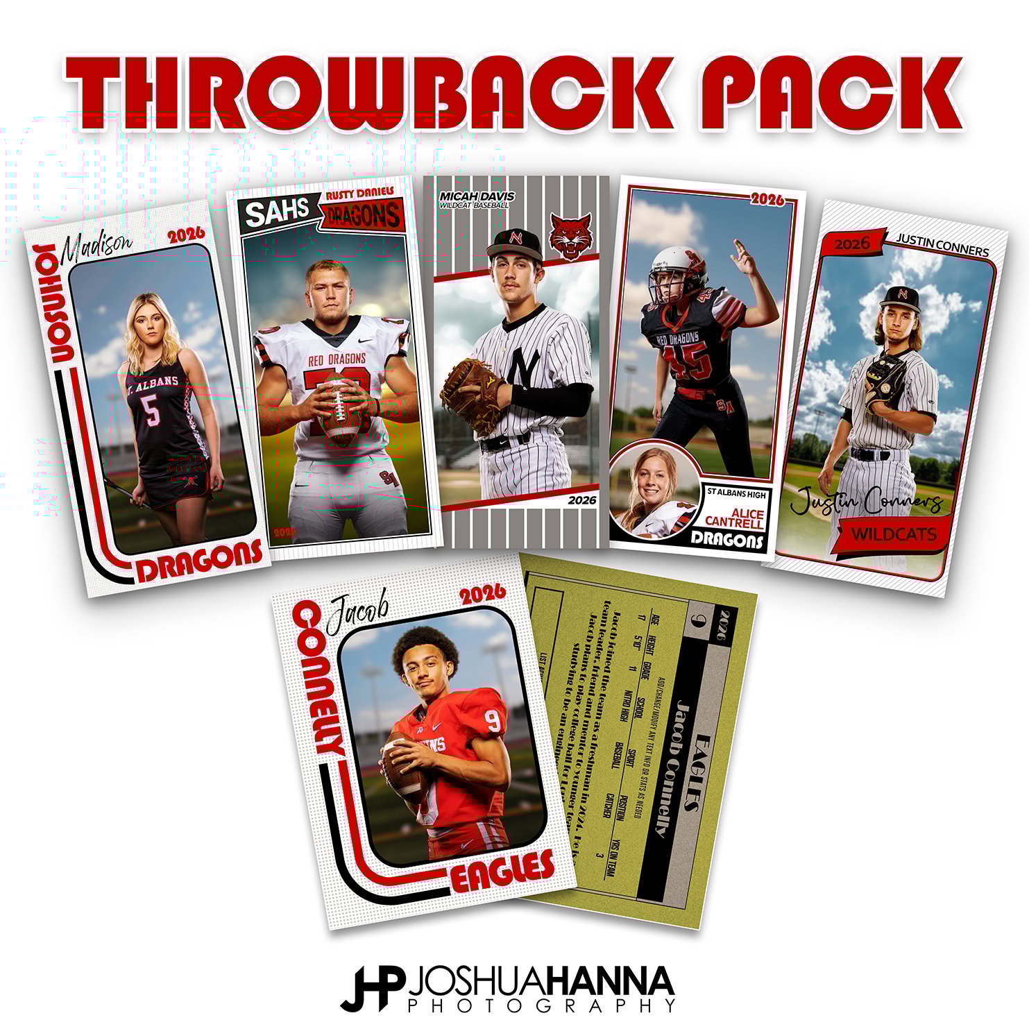 Throwback, Vintage, Trading Card, Photoshop Template, Digital Background, Sports Design, Volume Photography for Schools and Teams, Seniors, Clean and Modern