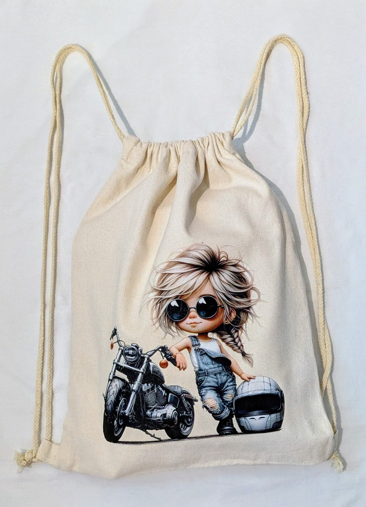Cinch & Shift  - lightweight canvas drawstring backpack bag by Wild Lilac Moto