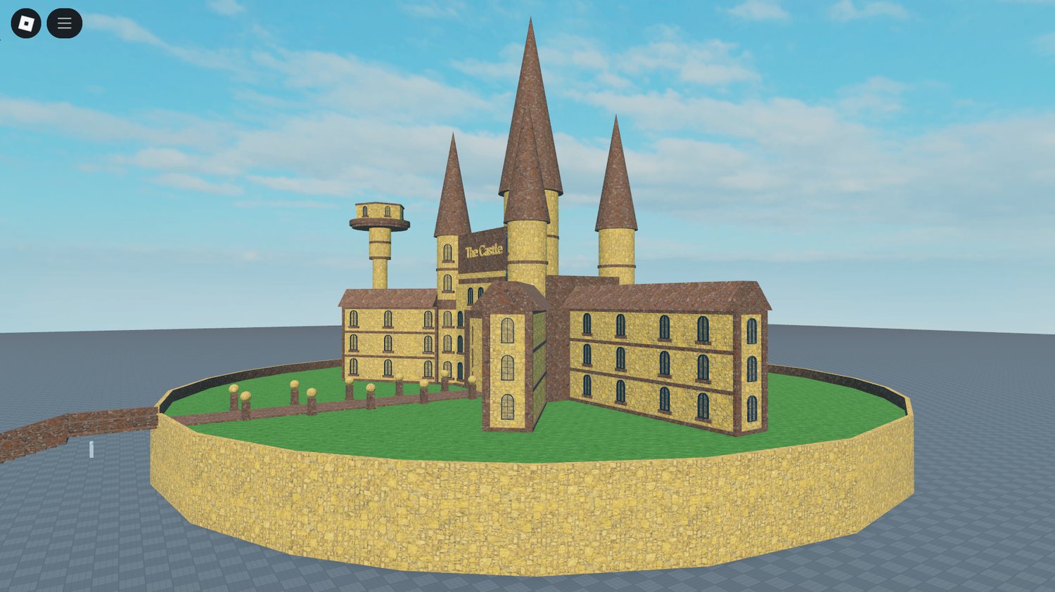 Roblox castle with fortified gates and stonework