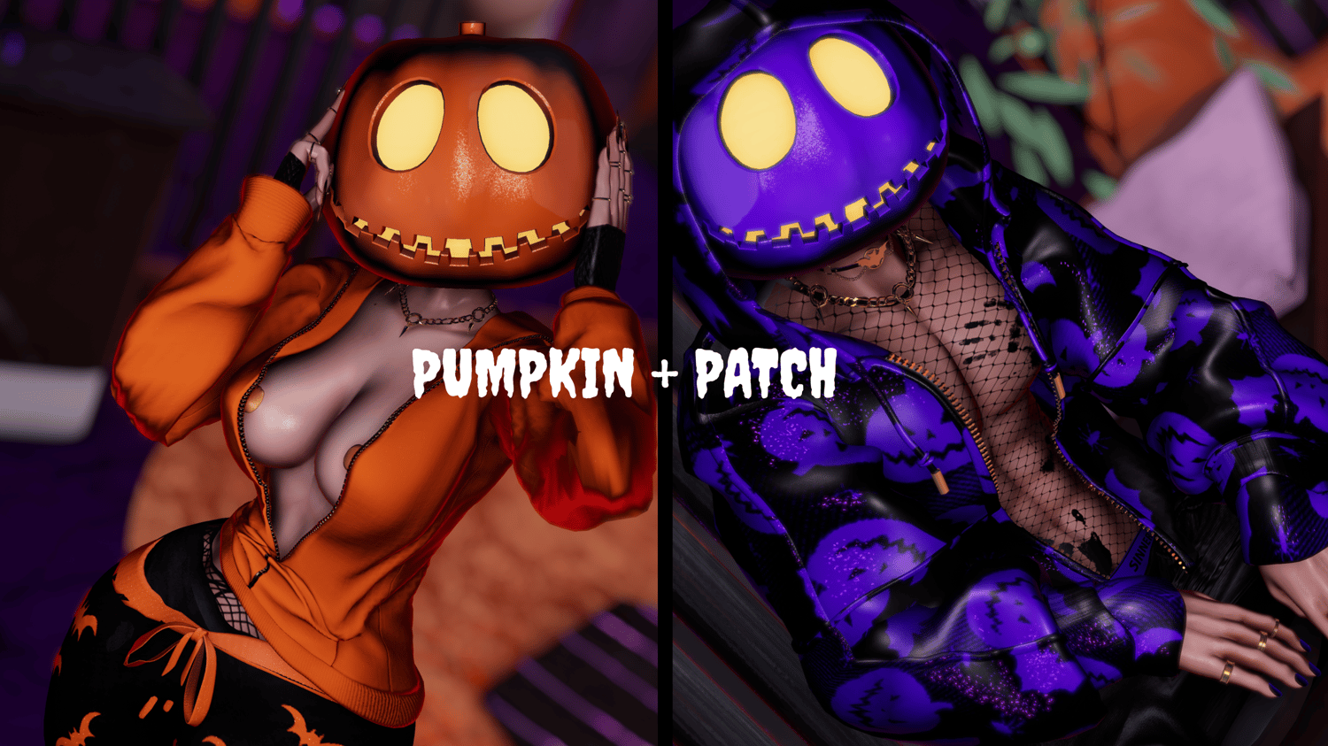 Halloween vrchat couple avatar iceqae pumpkin patch