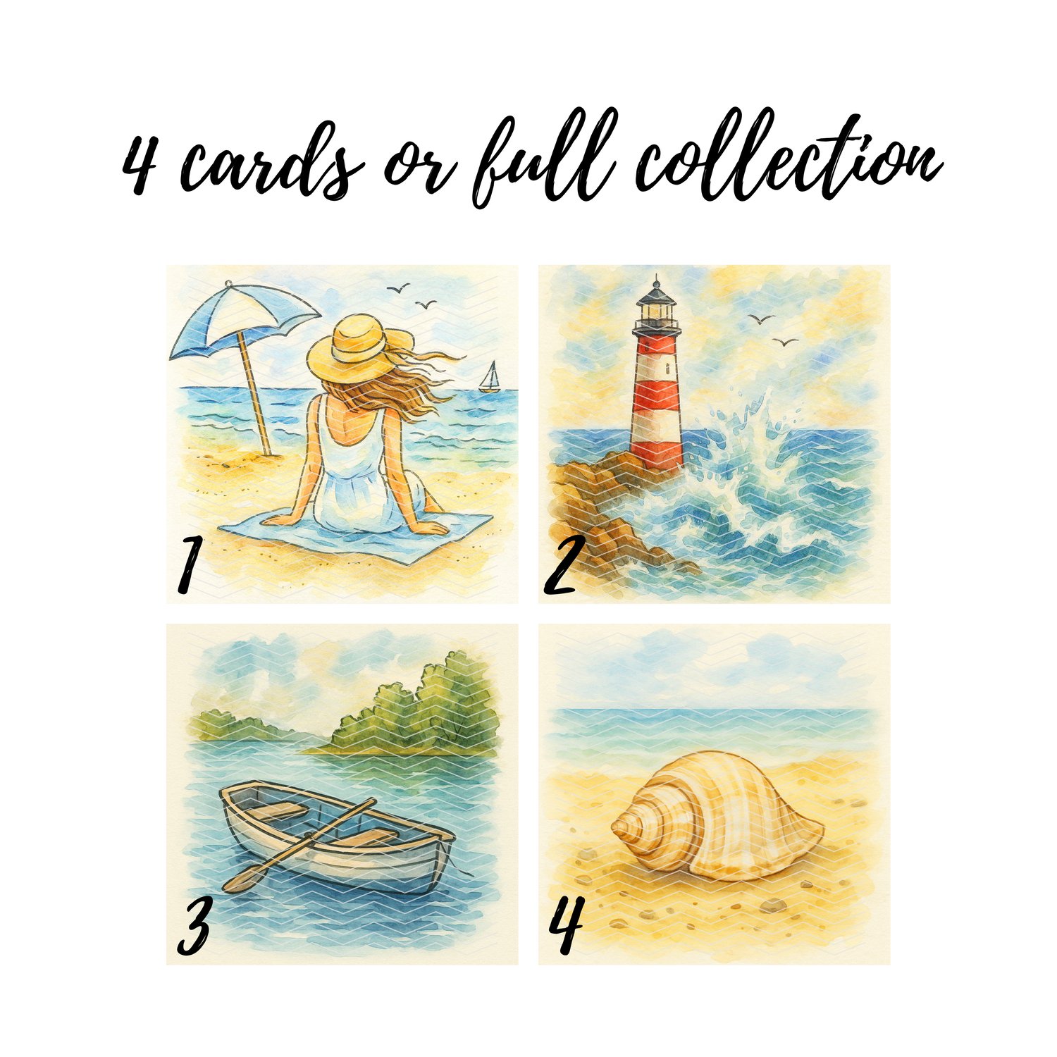 Coastal watercolor ACEO art card – Moments by the Sea mini print on cardstock.