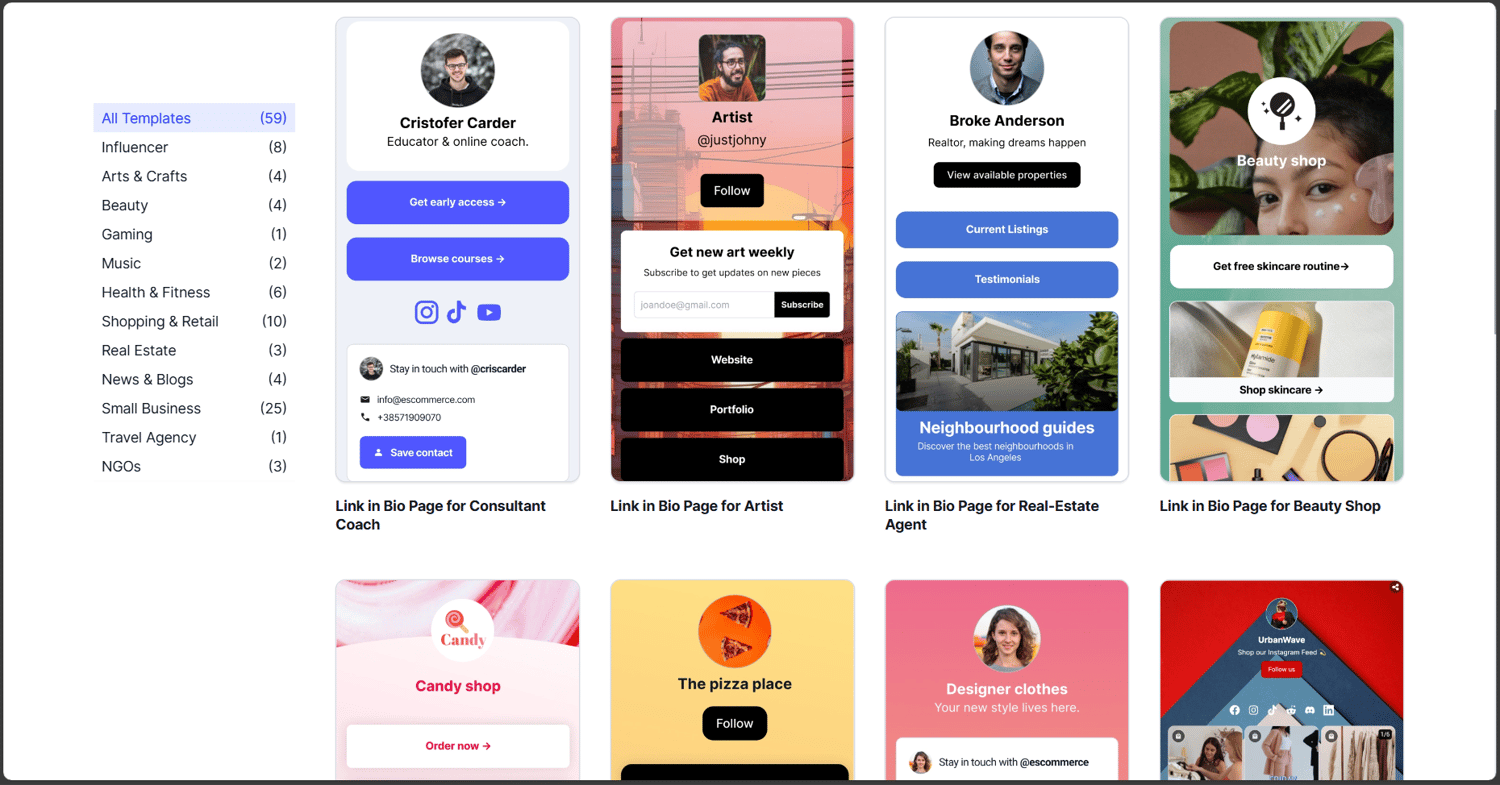 Feedlink link in bio templates