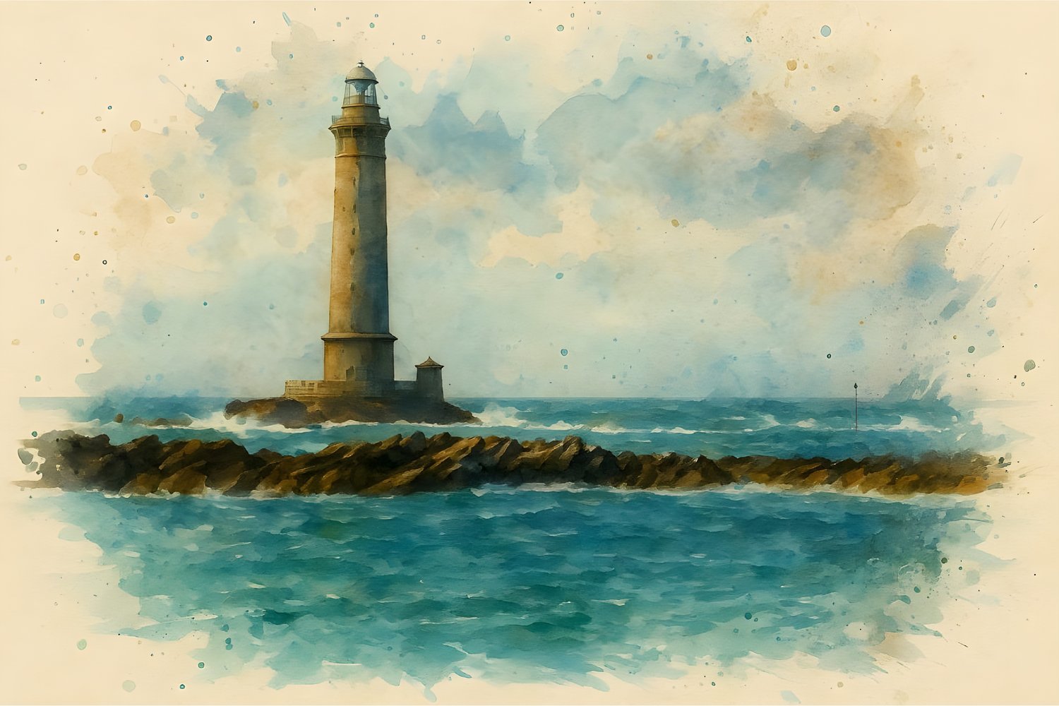 watercolor lighthouse, lighthouse painting, coastal beacon art, stormy sea watercolor, ocean landscape art, nautical watercolor, lighthouse in storm, maritime art, M.A.L.K art, photodeck ocean, google images lighthouse, high resolution lighthouse, lightho