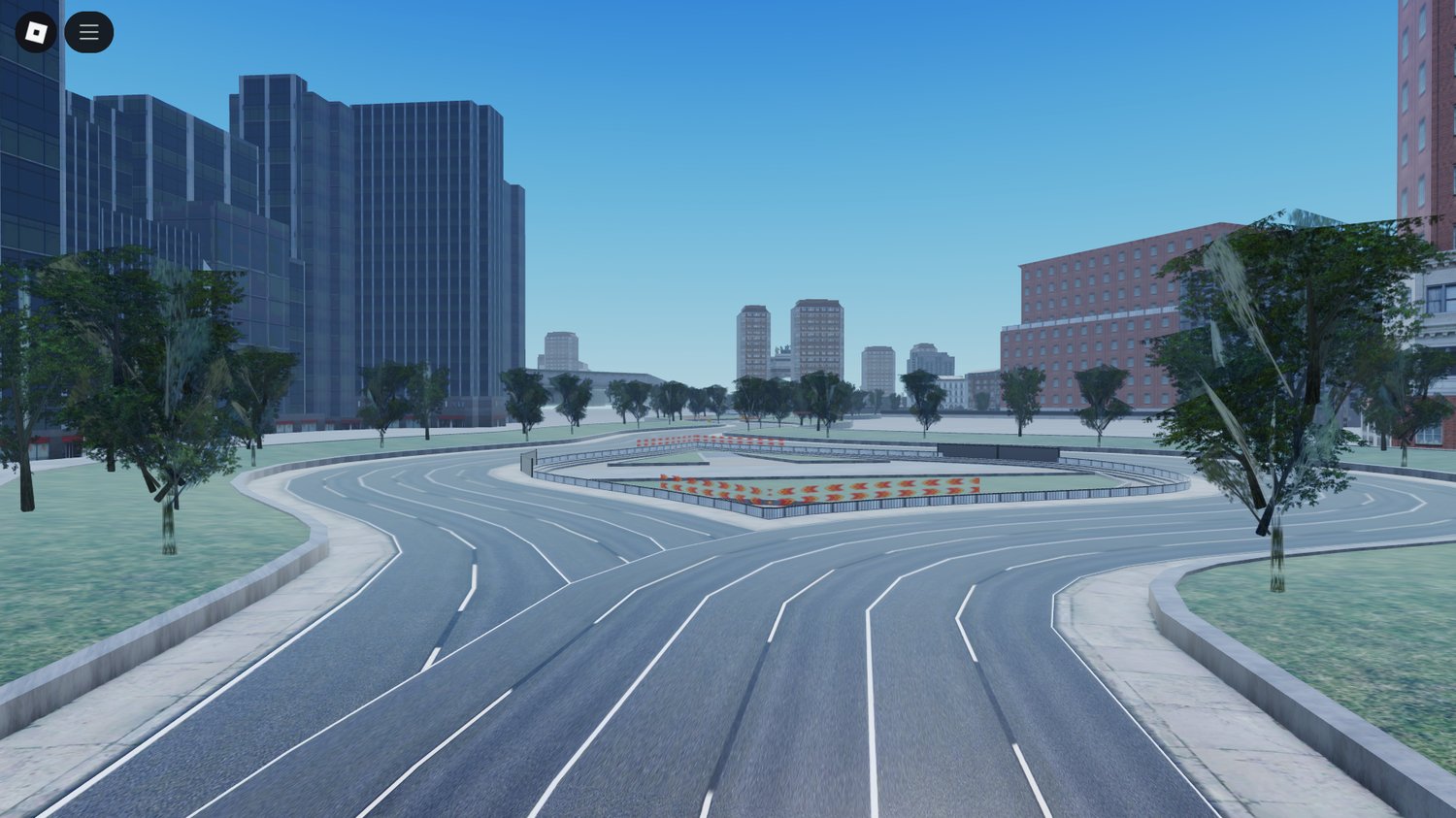 Circuit with turns and straightaways in Roblox