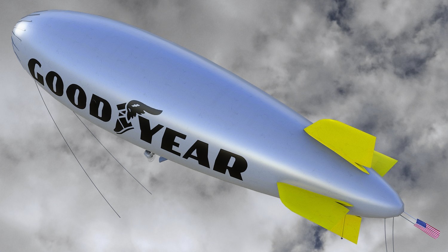 www.3dgtx.com - Animated Airship Blimp 11 - Goodyear - Lowpoly PBR - Image 3
