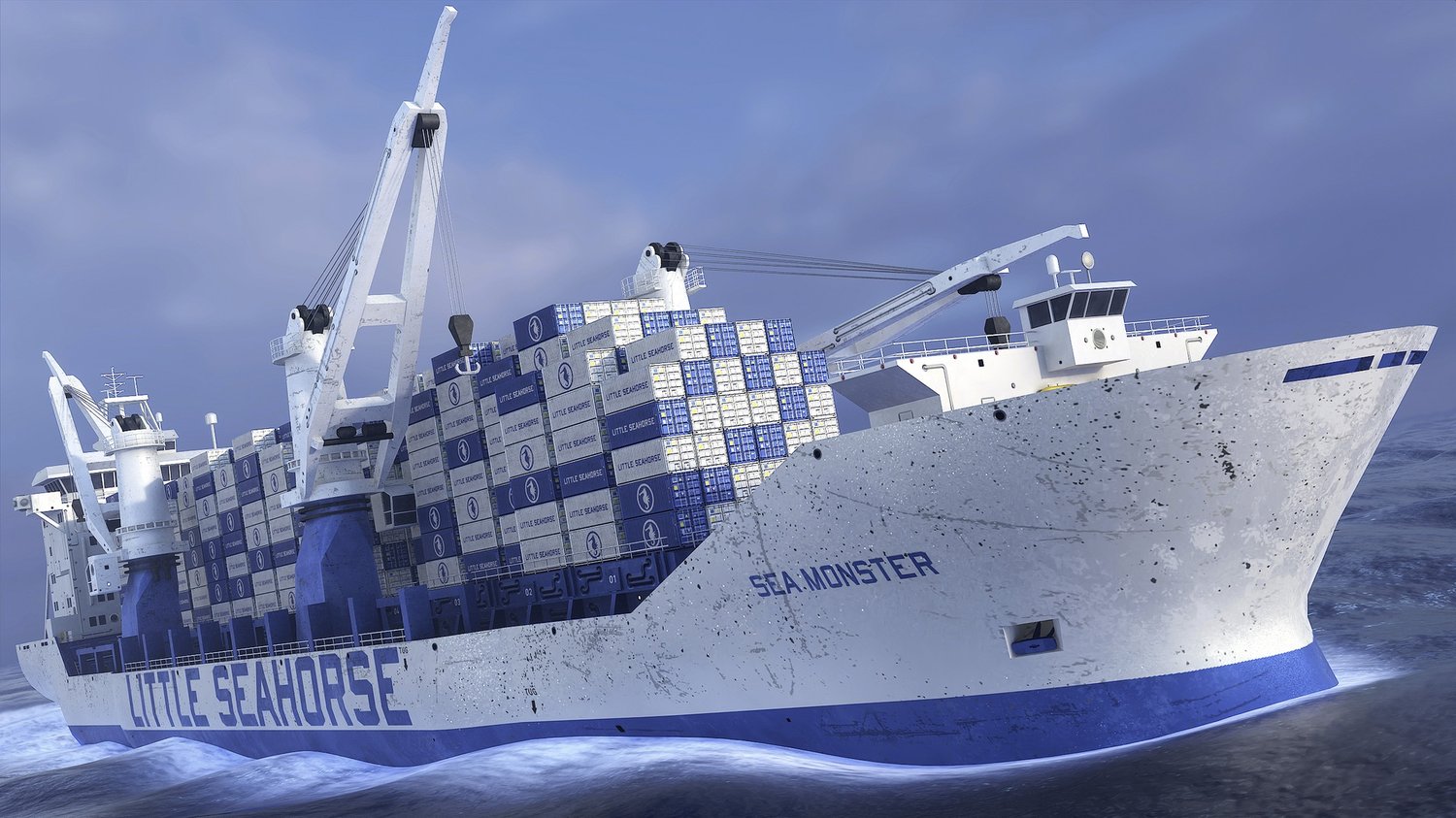 www.3dgtx.com - Heavy Lift Cargo Ship 5 - Little Seahorse - Lowpoly PBR - Image 9