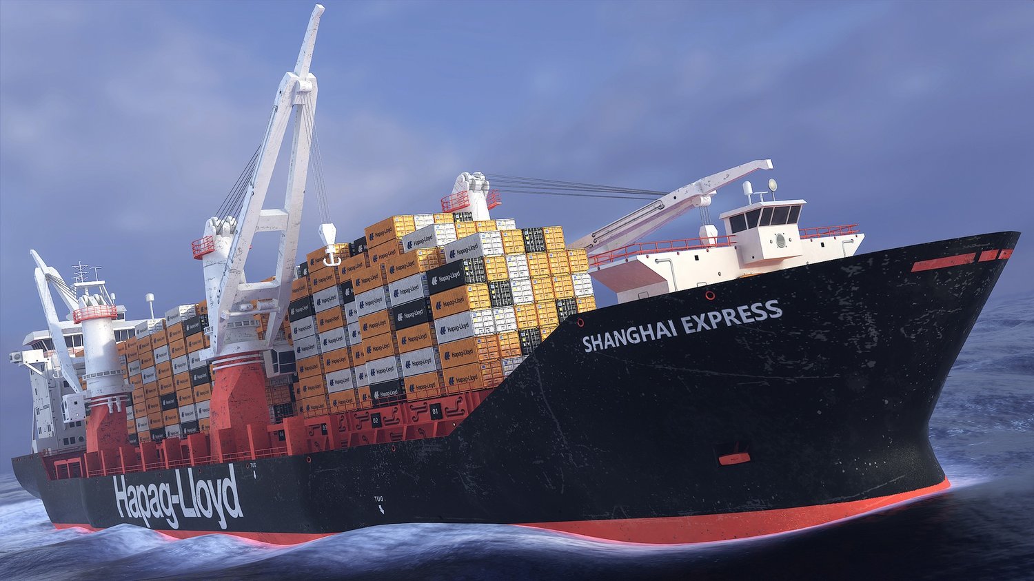 www.3dgtx.com - Heavy Lift Cargo Ship 6 - Hapag-Lloyd - Lowpoly PBR - Image 9