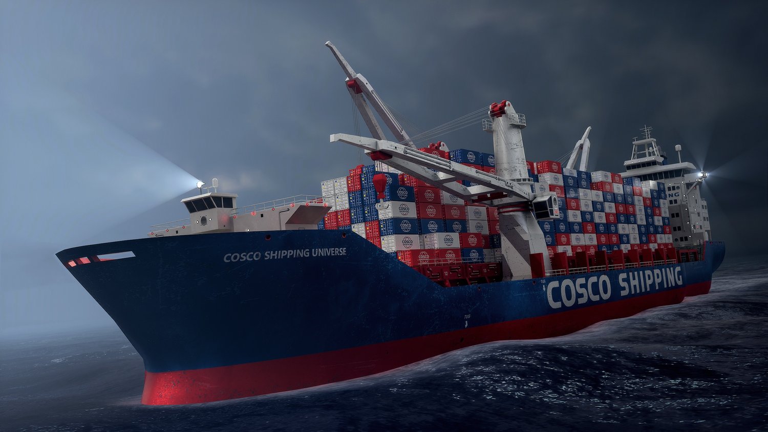 www.3dgtx.com - Heavy Lift Cargo Ship 11 - Cosco Shipping - Lowpoly PBR - Image 8