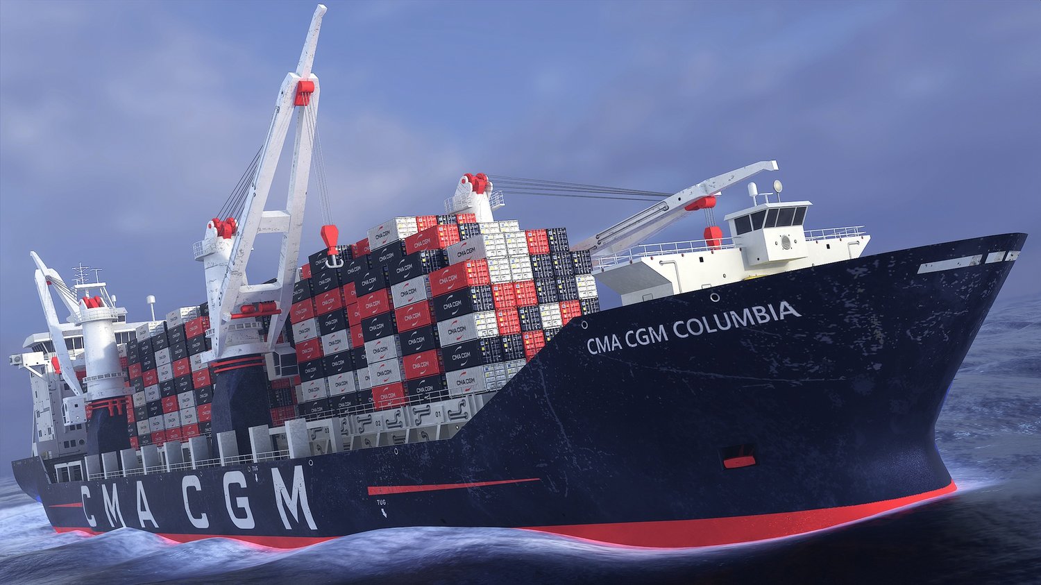 www.3dgtx.com - Heavy Lift Cargo Ship 12 - CMA CGM - Lowpoly PBR - Image 9