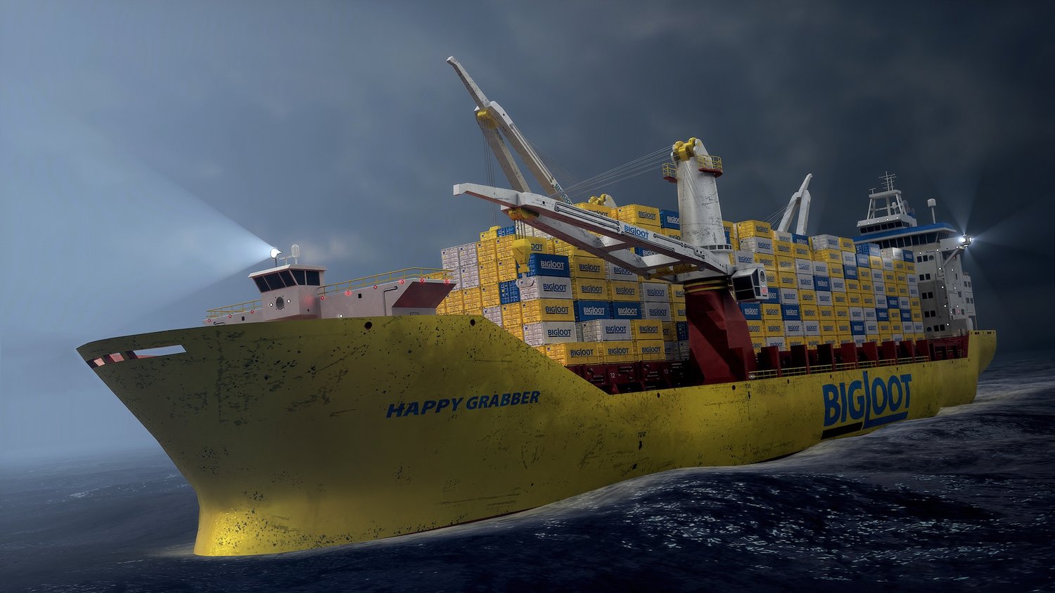 www.3dgtx.com - Heavy Lift Cargo Ship 1 - BigLoot - Lowpoly PBR - Image 2