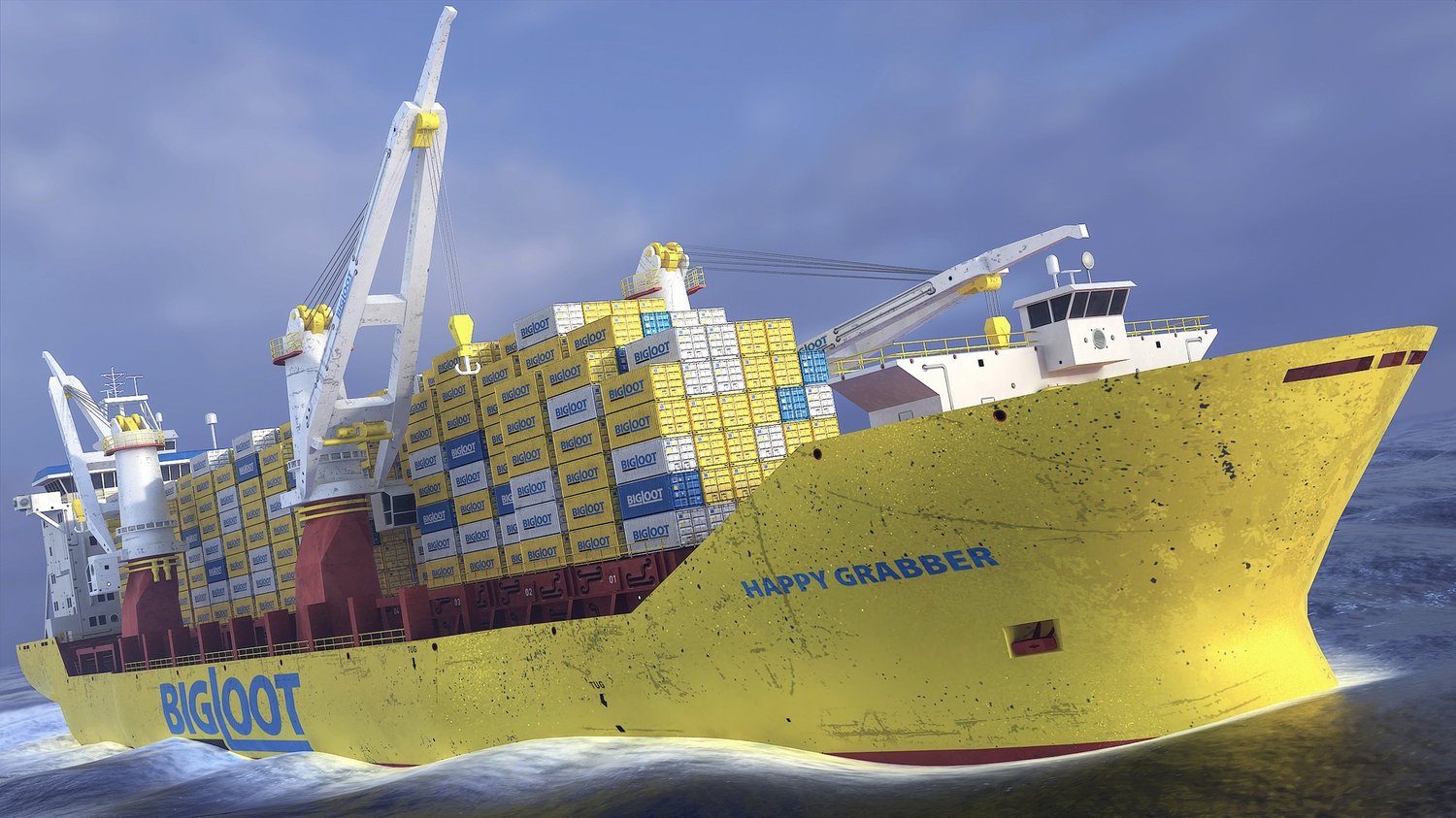 www.3dgtx.com - Heavy Lift Cargo Ship 1 - BigLoot - Lowpoly PBR - Image 1