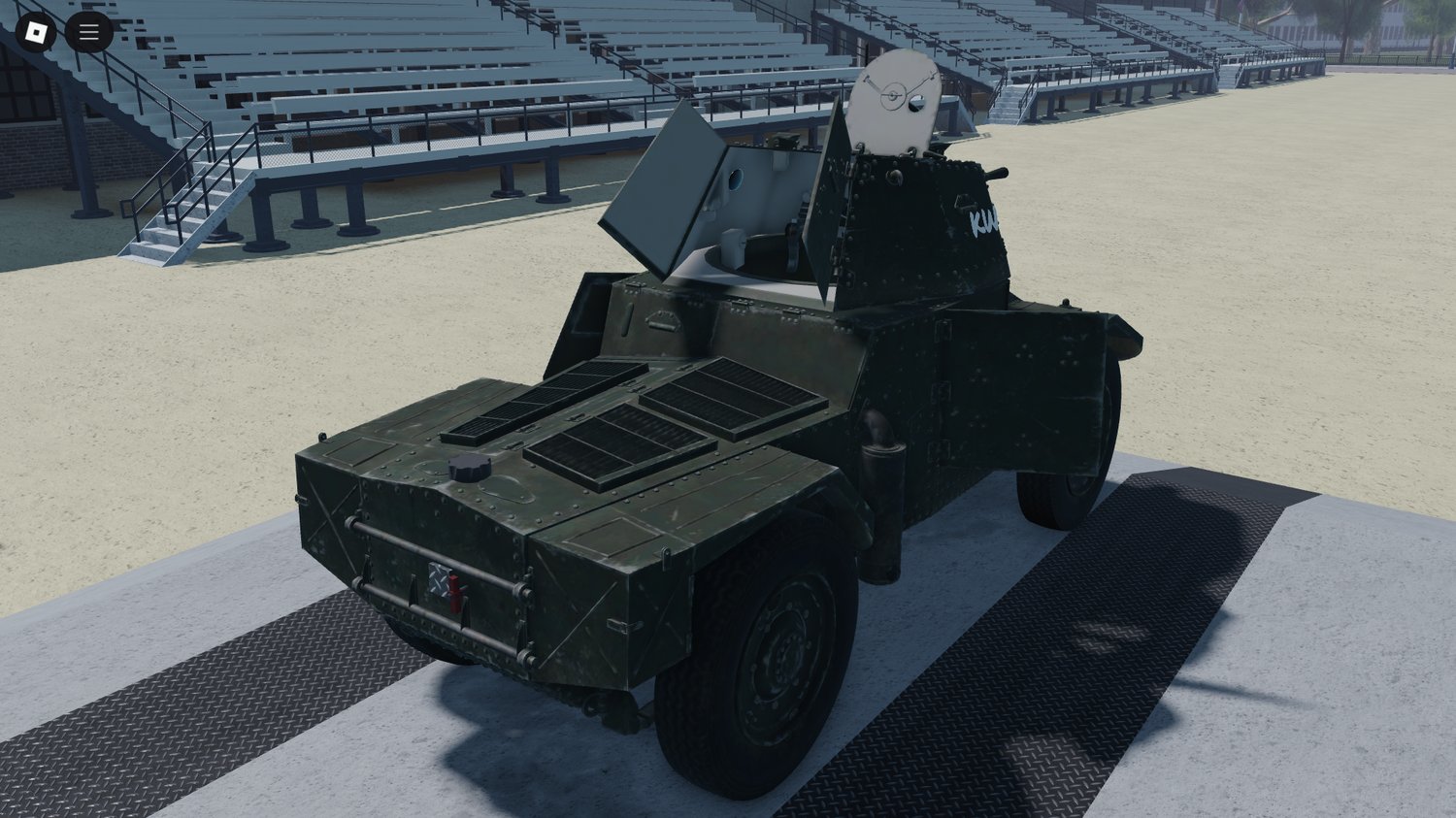 Realistic armored tank in Roblox war game
