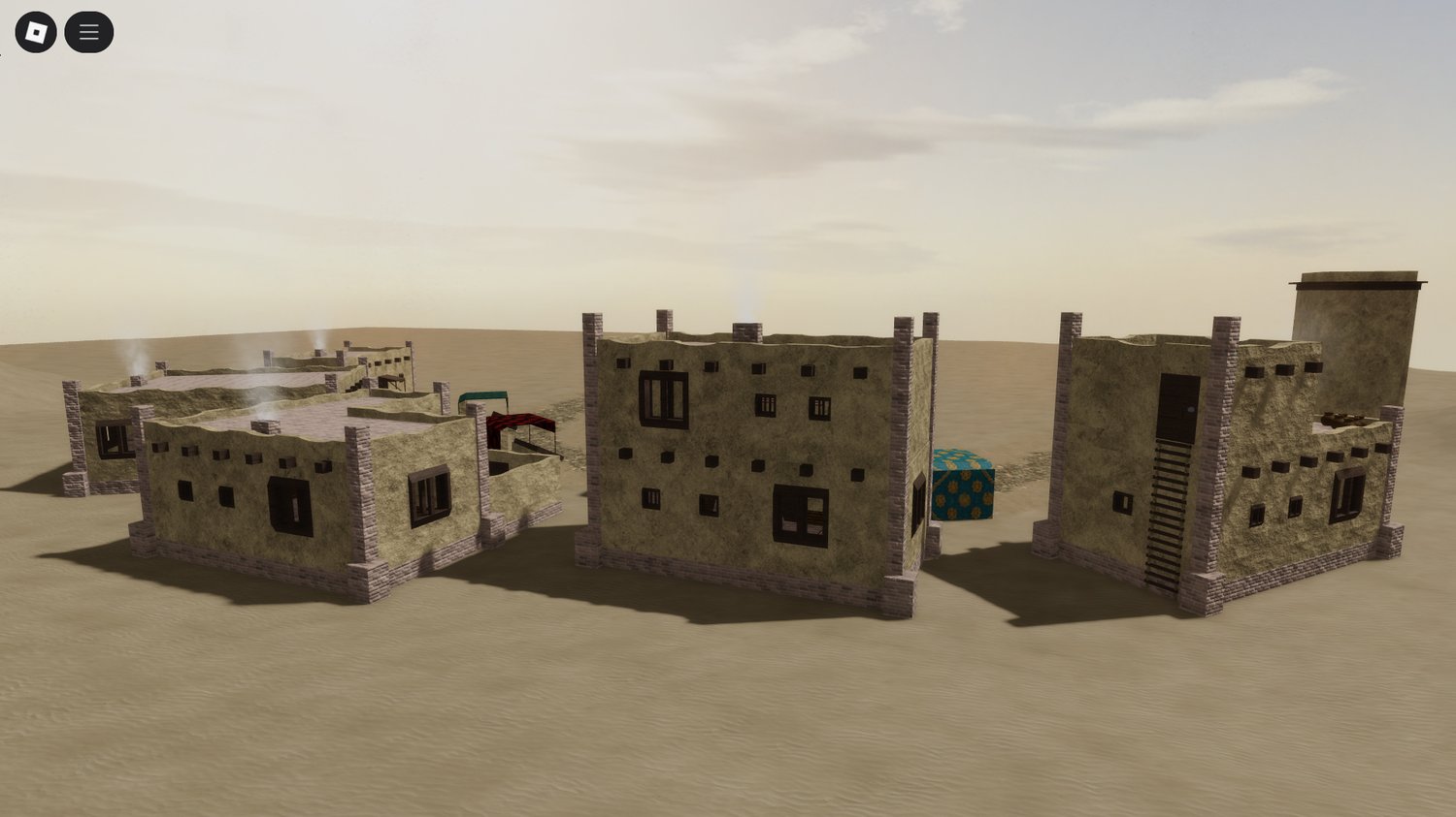 Historic-style Roblox houses with enterable rooms