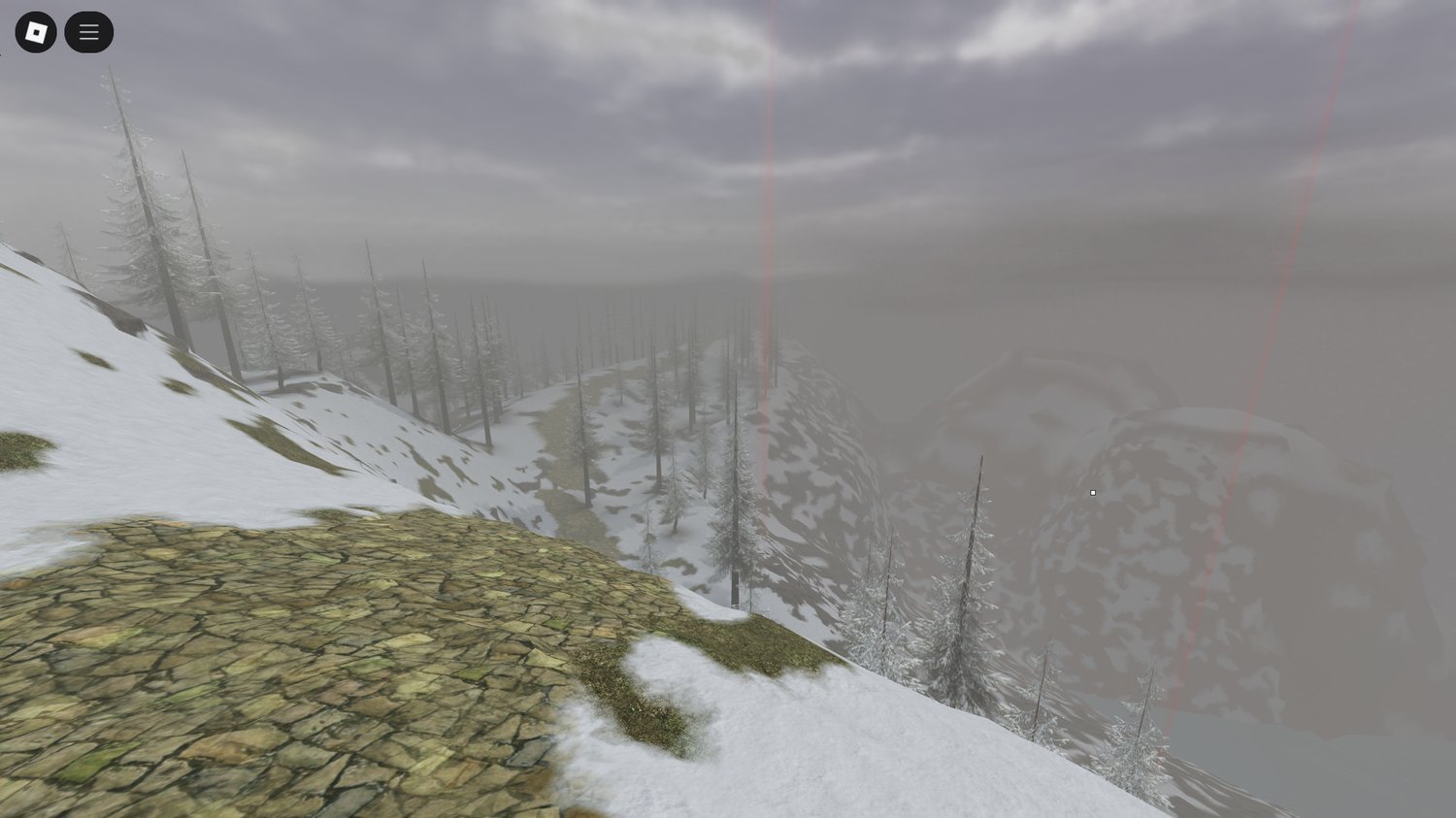Snow-covered Roblox battleground with background music