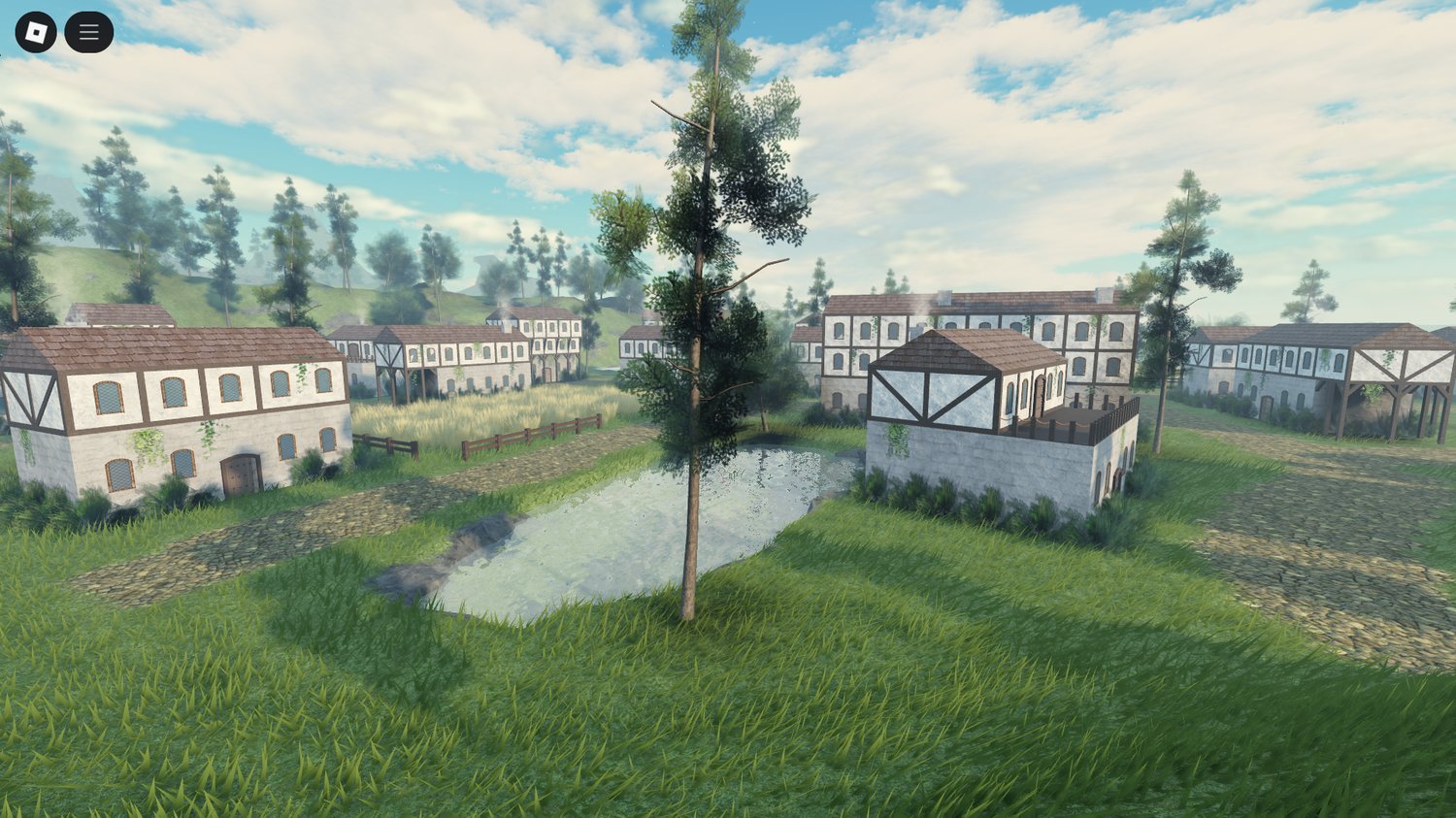 Detailed villages and castles in Roblox kingdom map