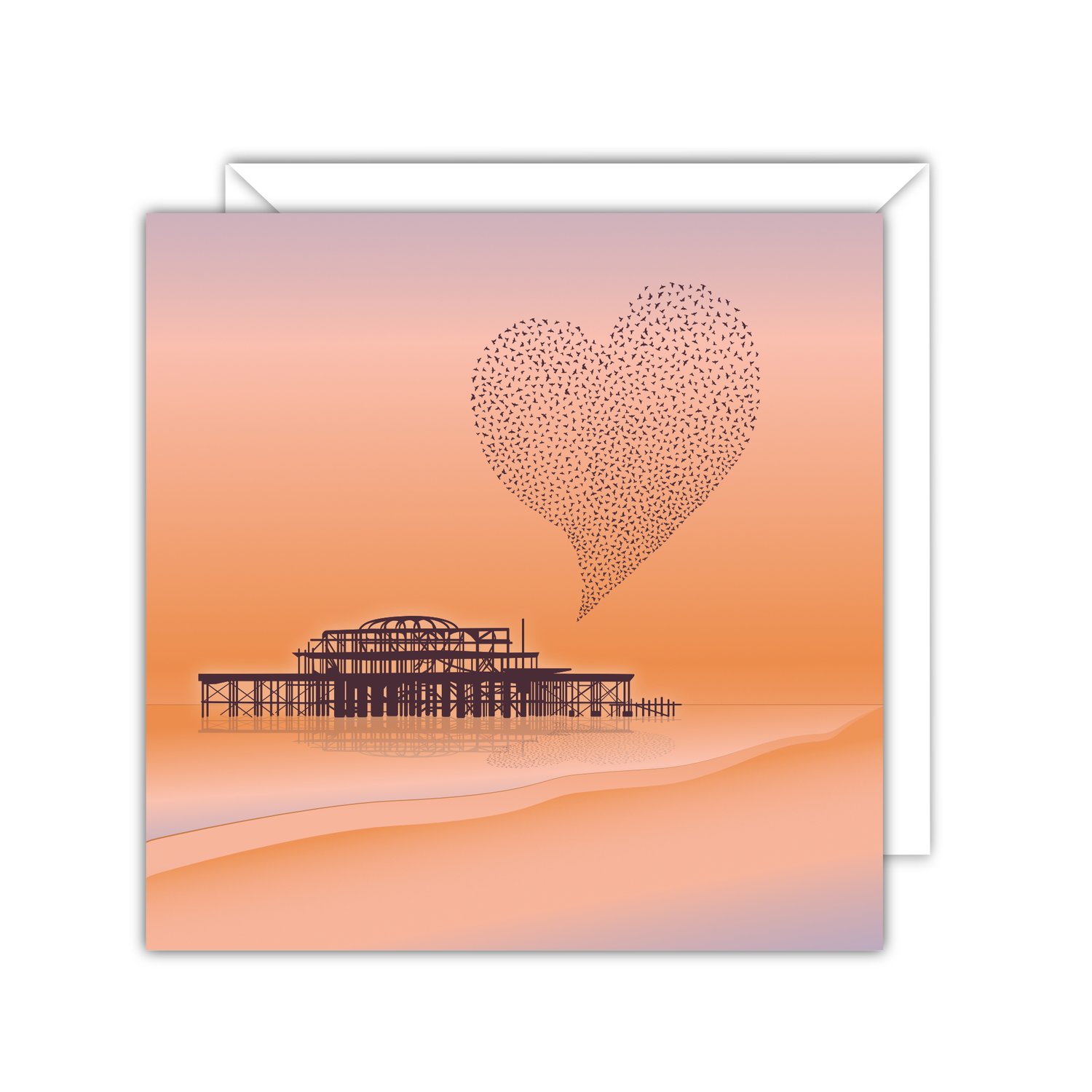 West Pier Hove Starling Murmuration Love Card.