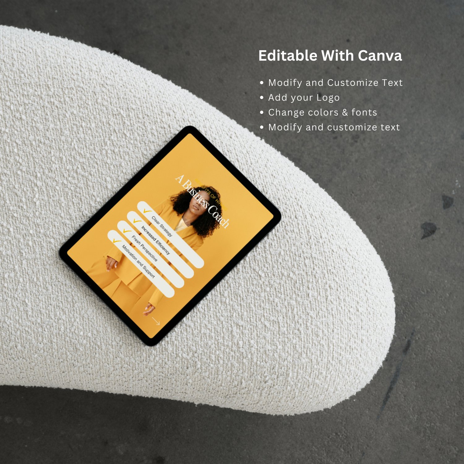 Modern Instagram template pack in yellow and black – 120 editable Canva posts and matching story covers. Perfect for personal brands, life coaches, business coaches, and content creators looking to boost engagement and visibility.