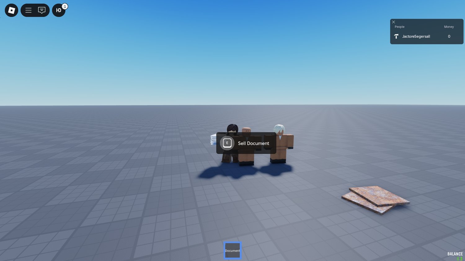 Document and scrap selling system in Roblox