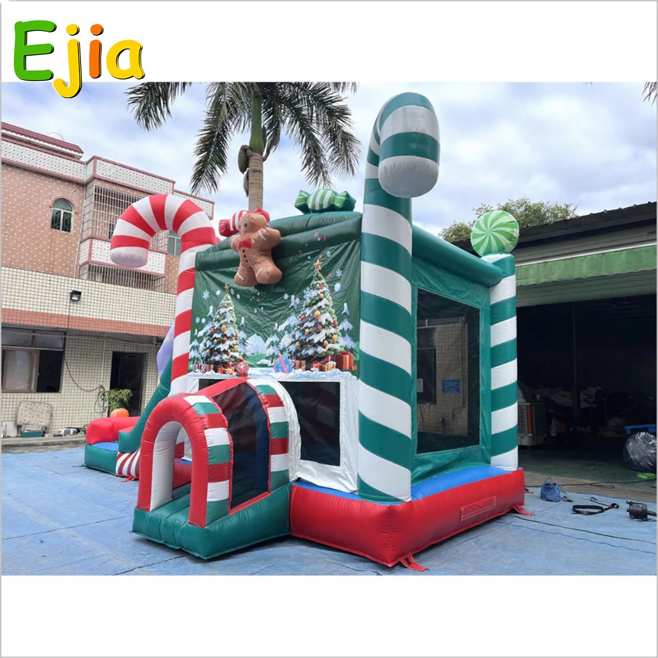 candy-cane-bouncy-castle-water-slide-holiday-party