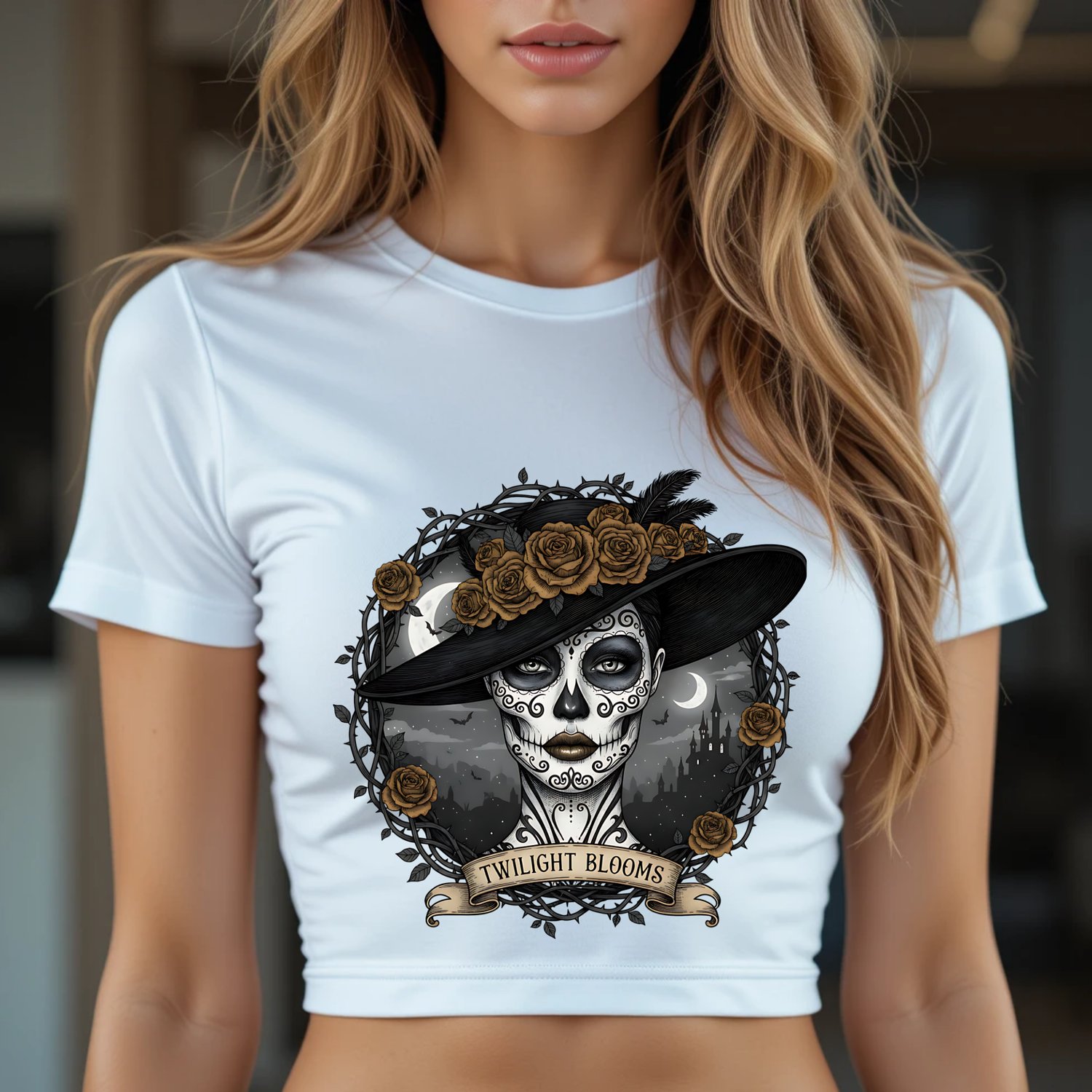 Catrina, Day of the Dead, Mexican Skull, Sublimation, Halloween PNG, SVG, Gothic Design, Sugar Skull, Dark Roses, Twilight Blooms, Catrina Clipart, Digital Art, Commercial Use, 300dpi, Transparent PNG, Death, Skull Art, Mexican Illustration, Elegant Catri