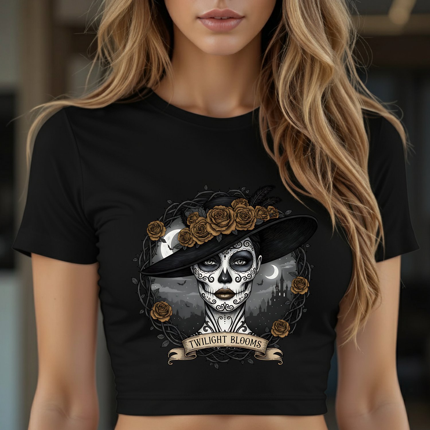 Catrina, Day of the Dead, Mexican Skull, Sublimation, Halloween PNG, SVG, Gothic Design, Sugar Skull, Dark Roses, Twilight Blooms, Catrina Clipart, Digital Art, Commercial Use, 300dpi, Transparent PNG, Death, Skull Art, Mexican Illustration, Elegant Catri