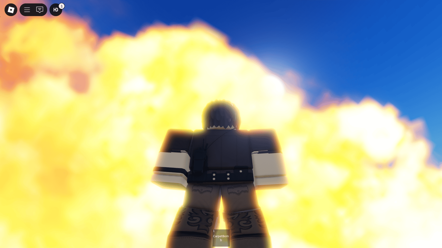 Players calling carpet bombing with tool in Roblox