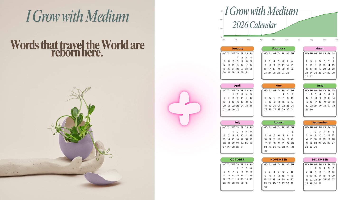 2026 Medium Calendar and Poster- I Grow with Medium