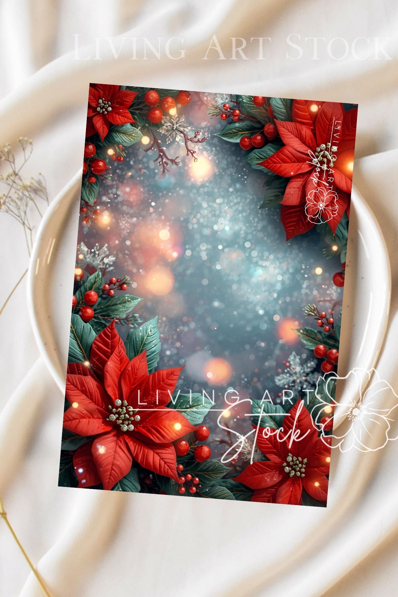 Christmas Poinsetta Holiday Card designs