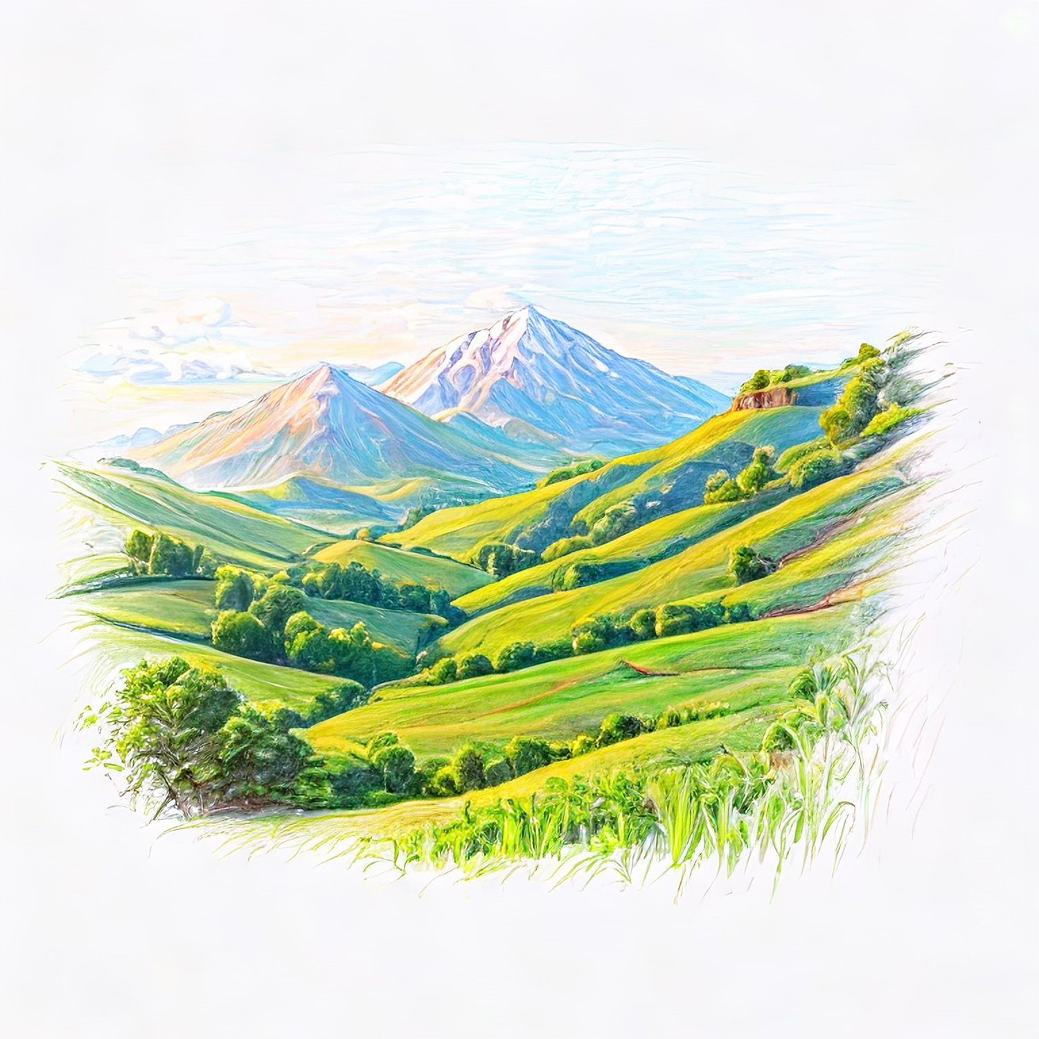 sketch of Abkhazia mountains