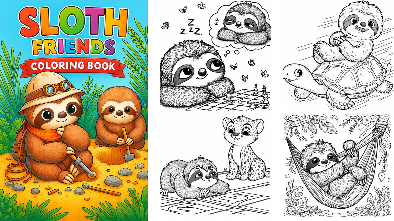 Sloth Coloring Pages for Kids